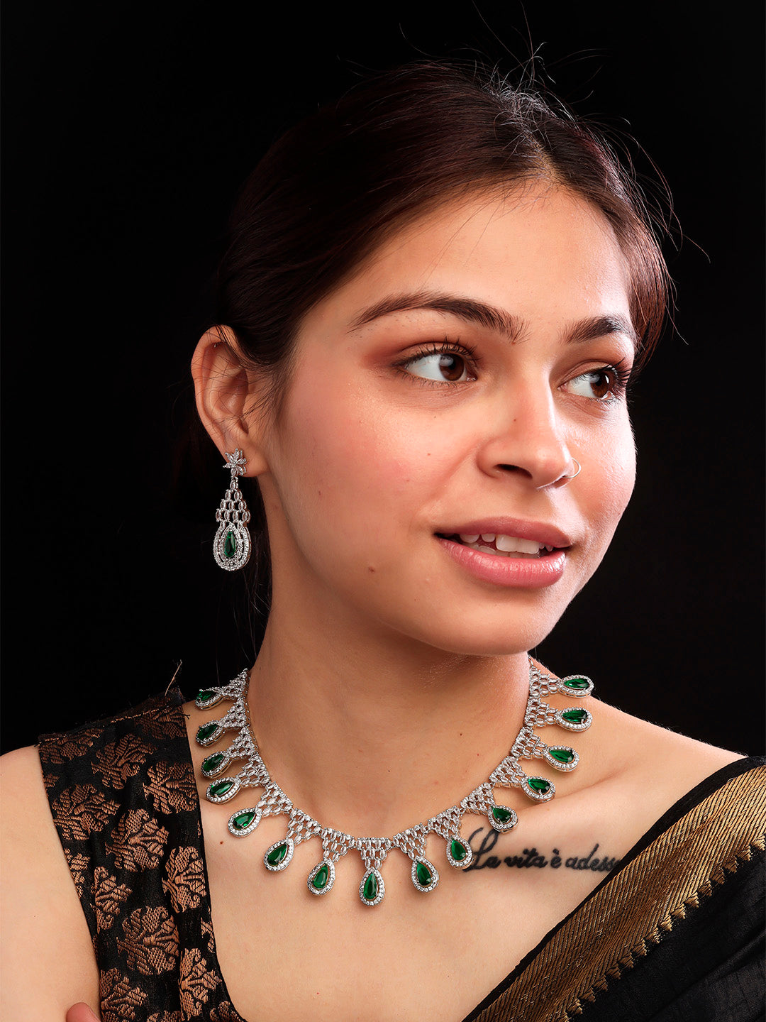 Women's Fashionable Cubic Zirconia Multi Tear Drop Necklace Set for Parties