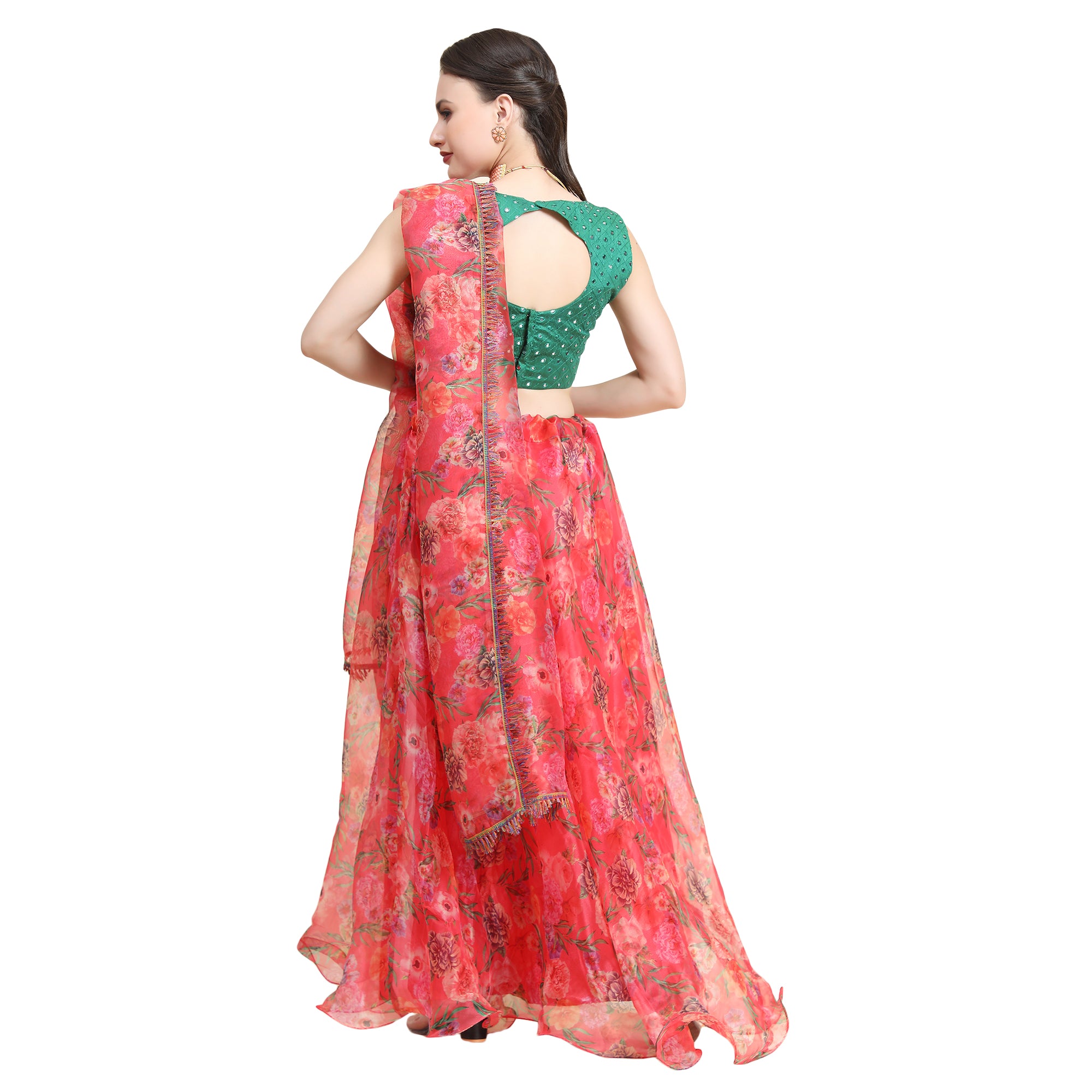Women's Red color Semi-Stitched Lehenga Choli with Dupatta