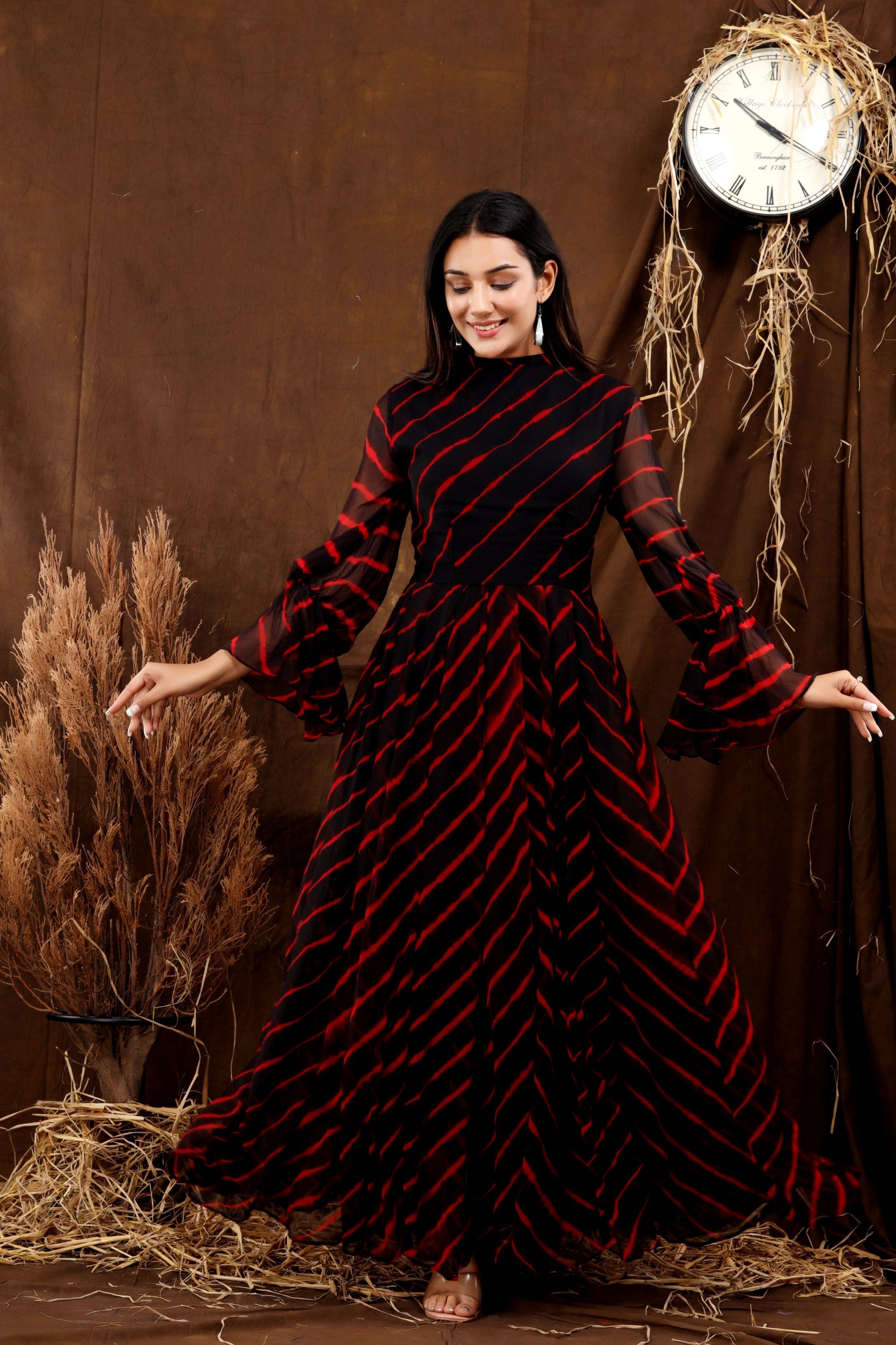 Buy Women's Neh Leheriya Chiffon Dress With Cotton Lining - Saras The Label - | Trendia L