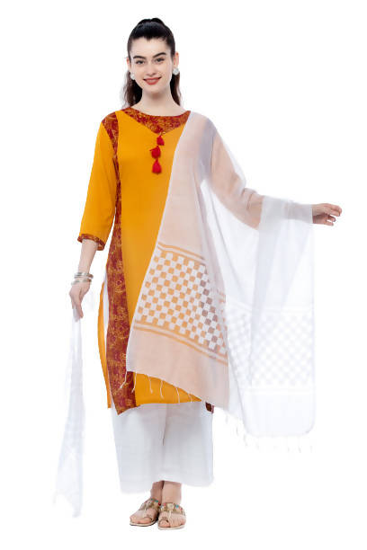 Women's Buta Square Cutt Off White Dupatta & Chunni Mfd0009