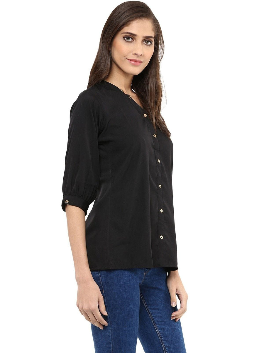Women Black Printed Shirt Style Top main image 1