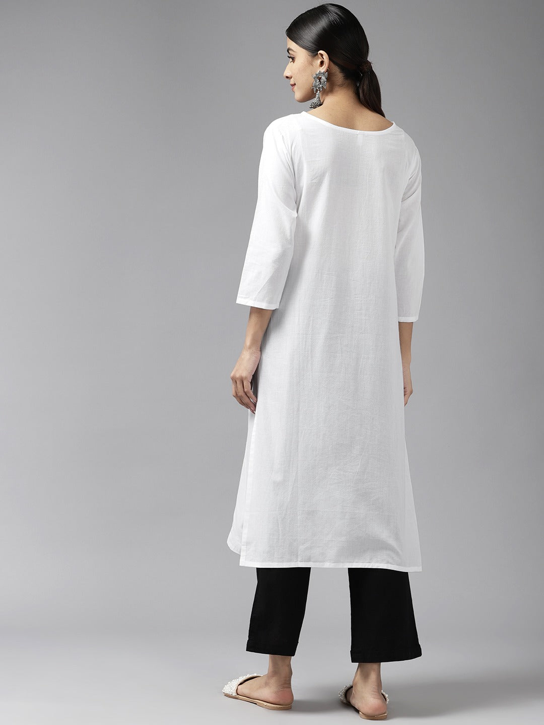 Women's White Floral Chikankari Kurta