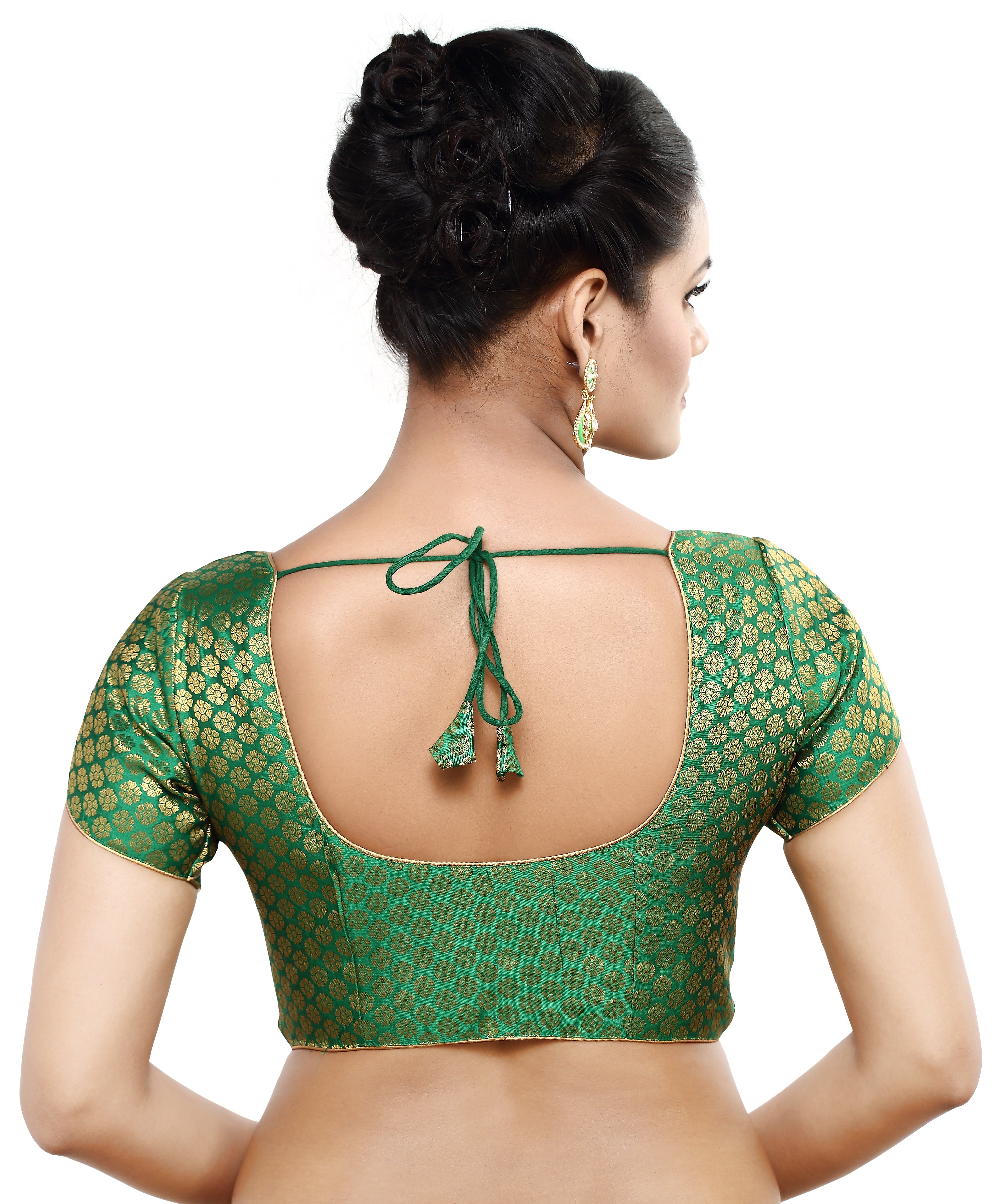Women'S Short Sleeves Banaras Brocade Readymade Saree Blouse