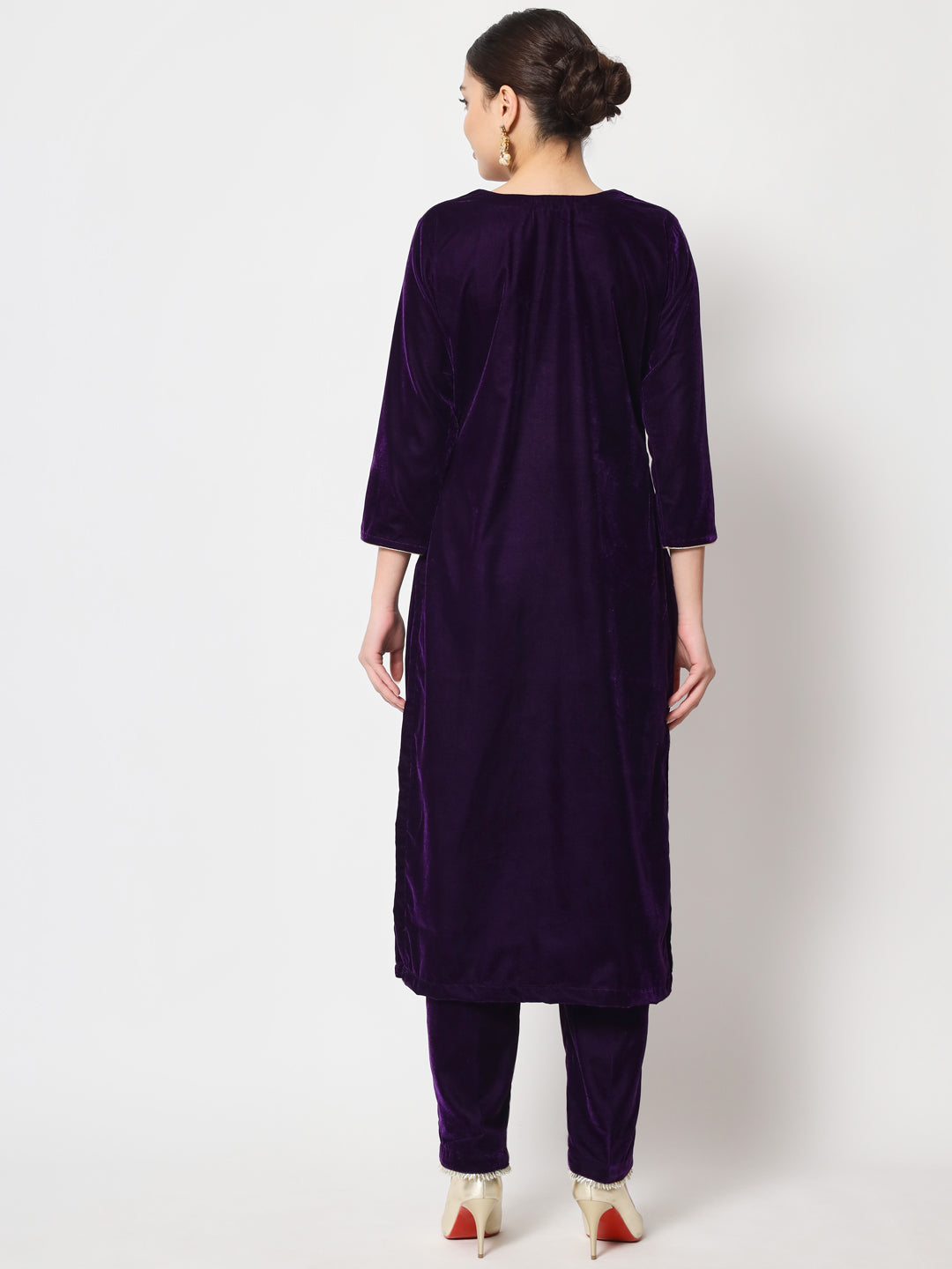 Women's Royal Purple Straight Kurti With Straight Pants