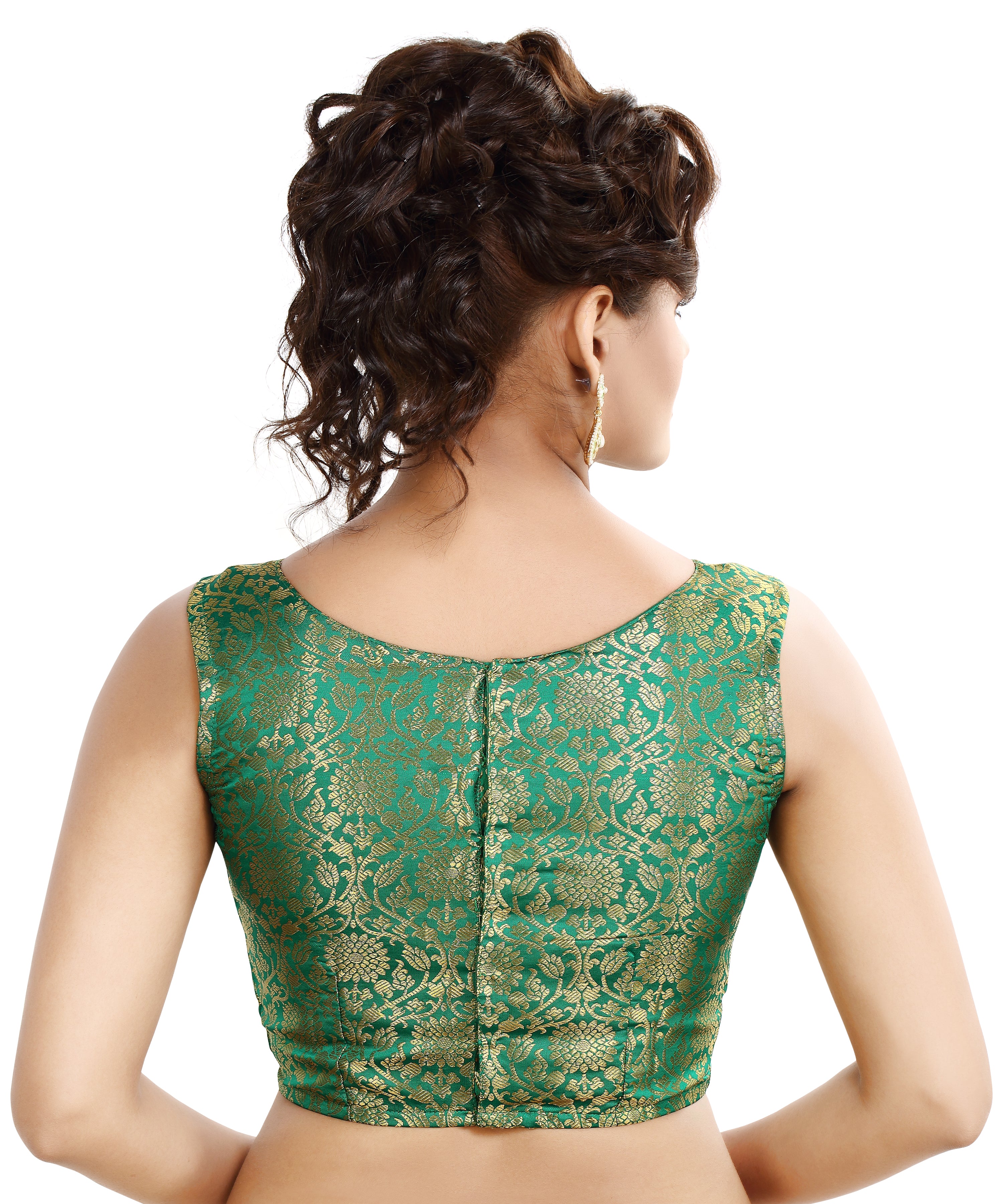 Women'S Traditional Rich Banaras Brocade Sleeveless Readymade Saree Blouse