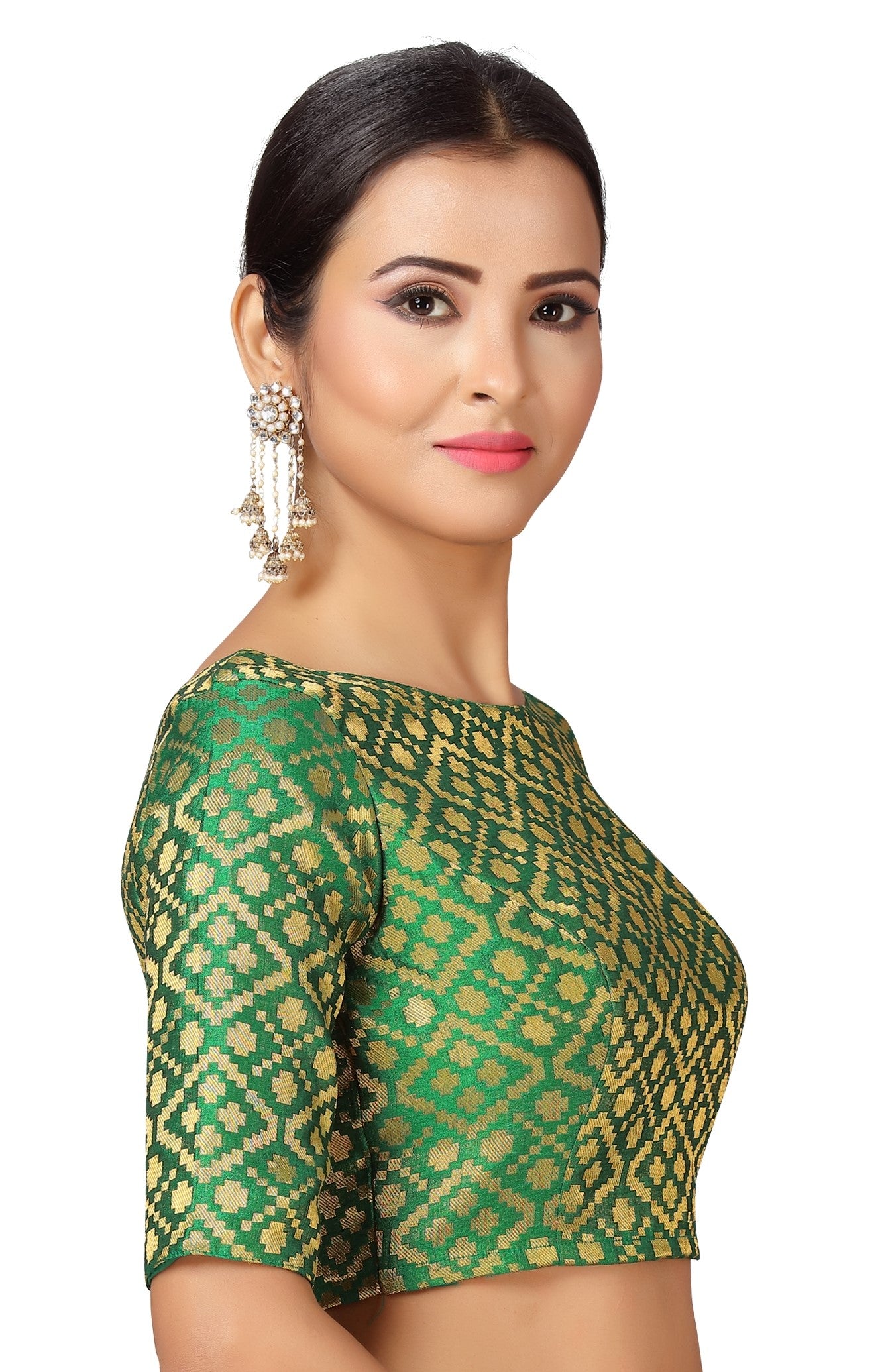 Women Green Brocade Saree Blouse