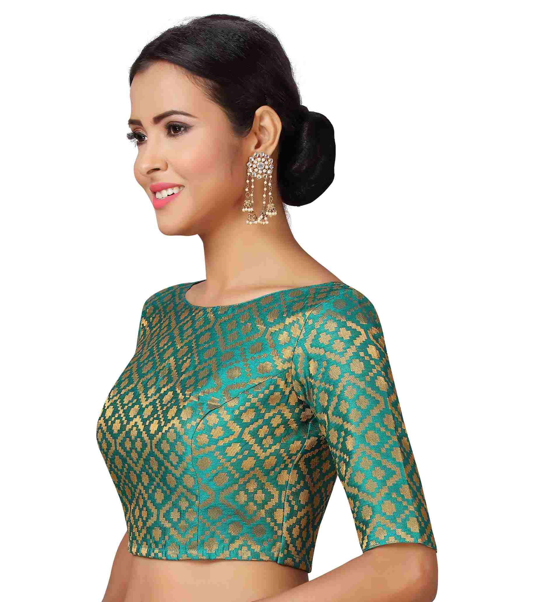Women Green Brocade Saree Blouse