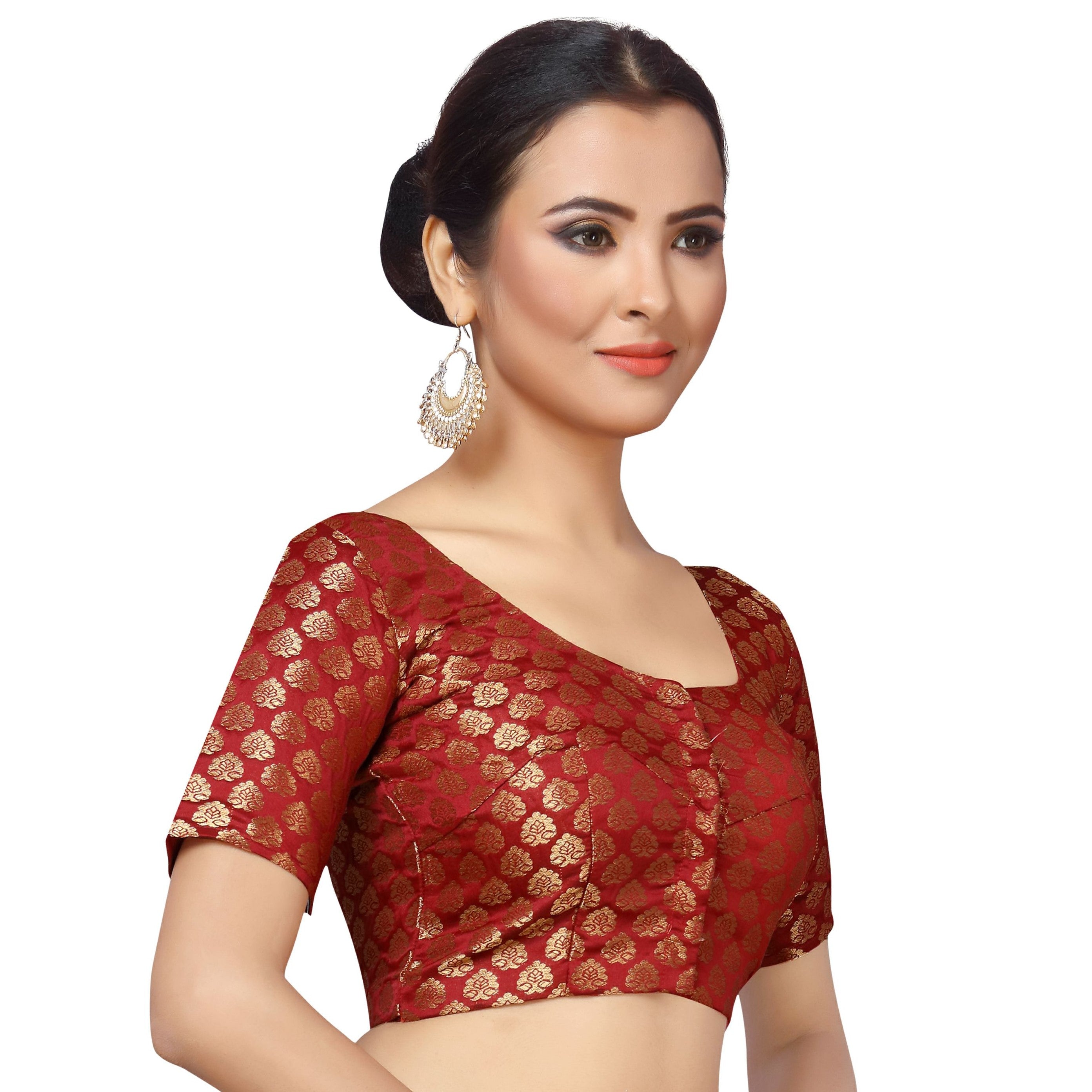 Women's Maroon Brocade Blouse