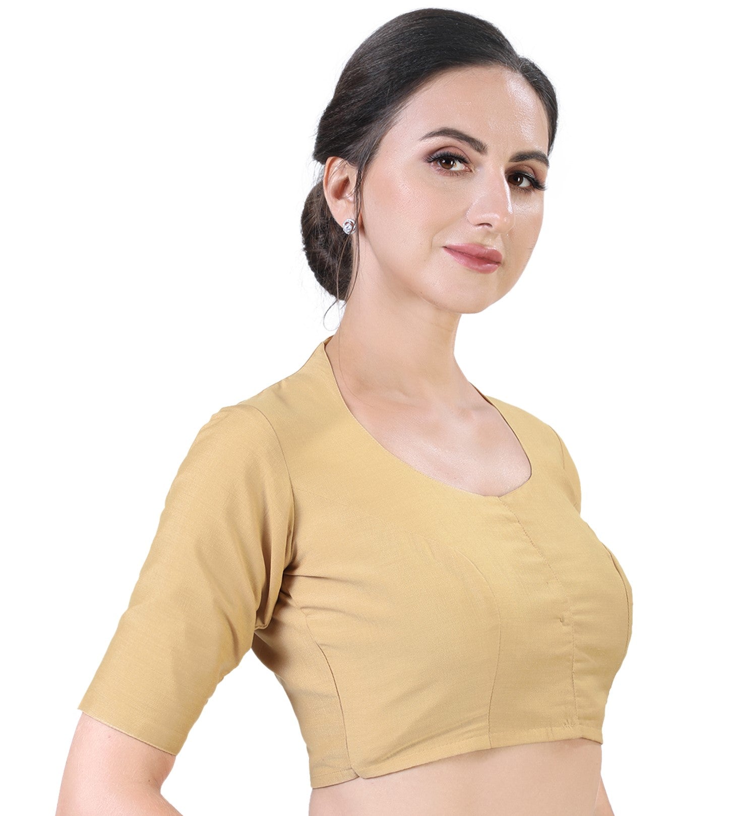 Women's Polyester Solid Short Sleeve Saree Blouse.