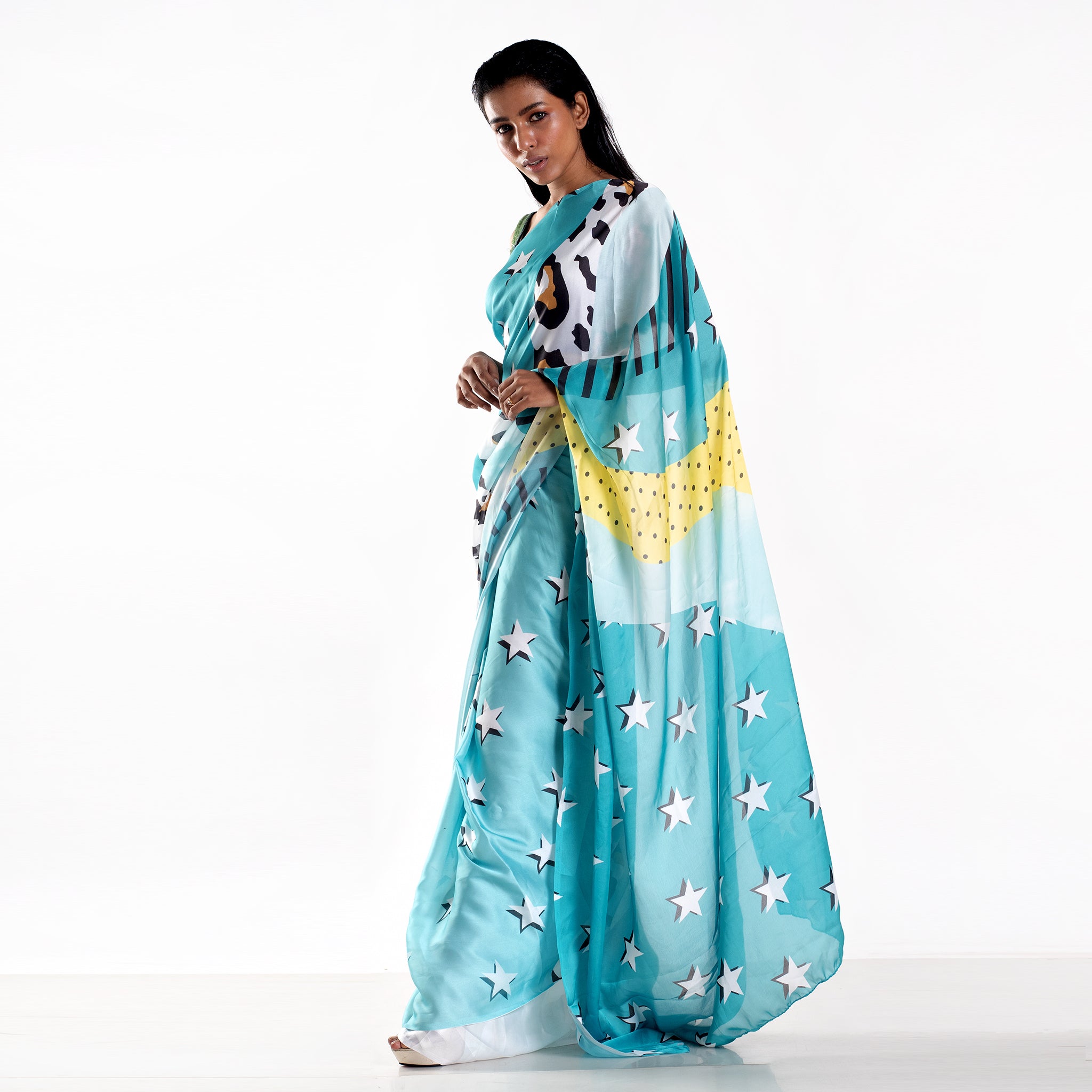 Women's Khaleesi Digital Printed Satin Georgette Saree