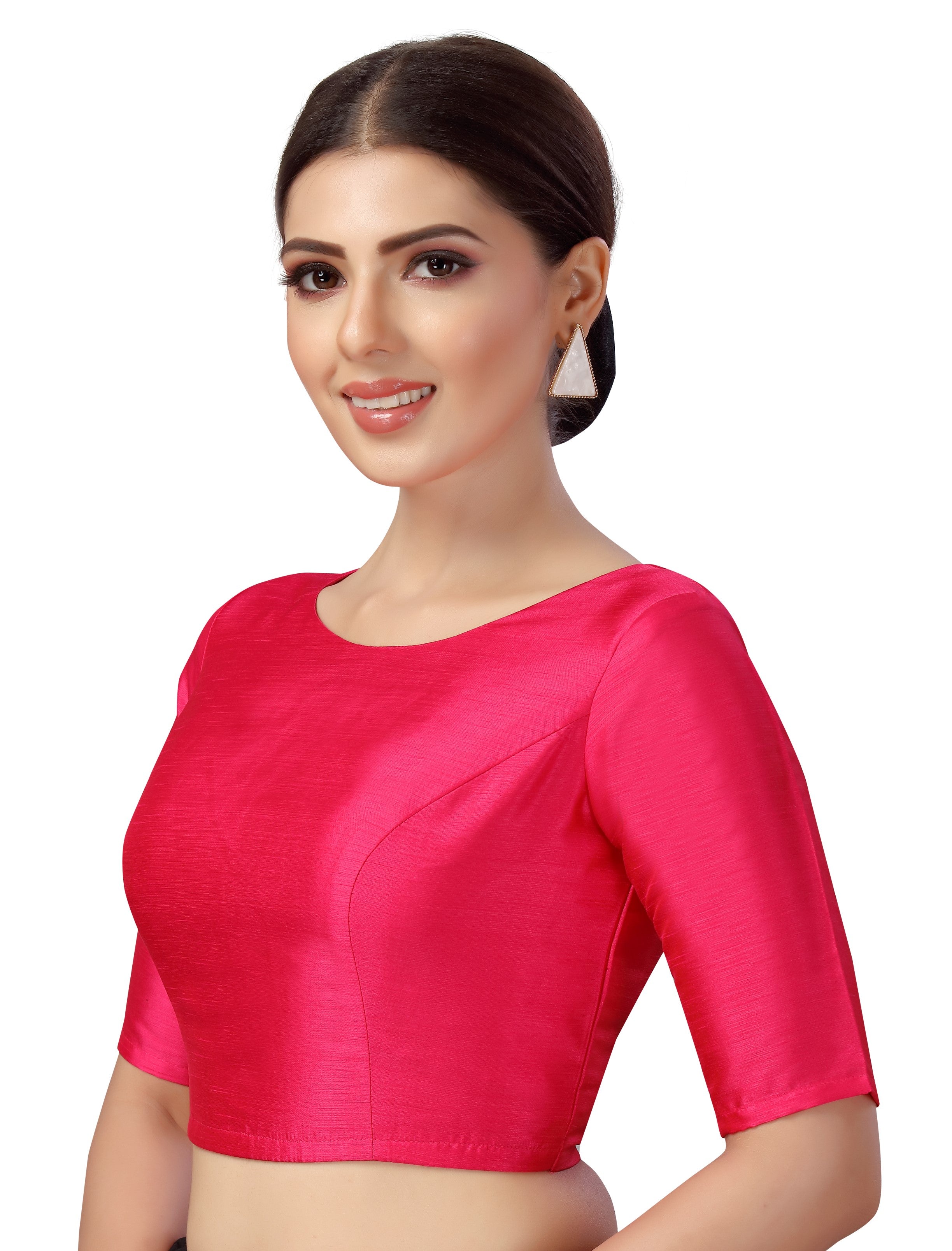 Women's Polyester Plain Coloured Saree Blouse.