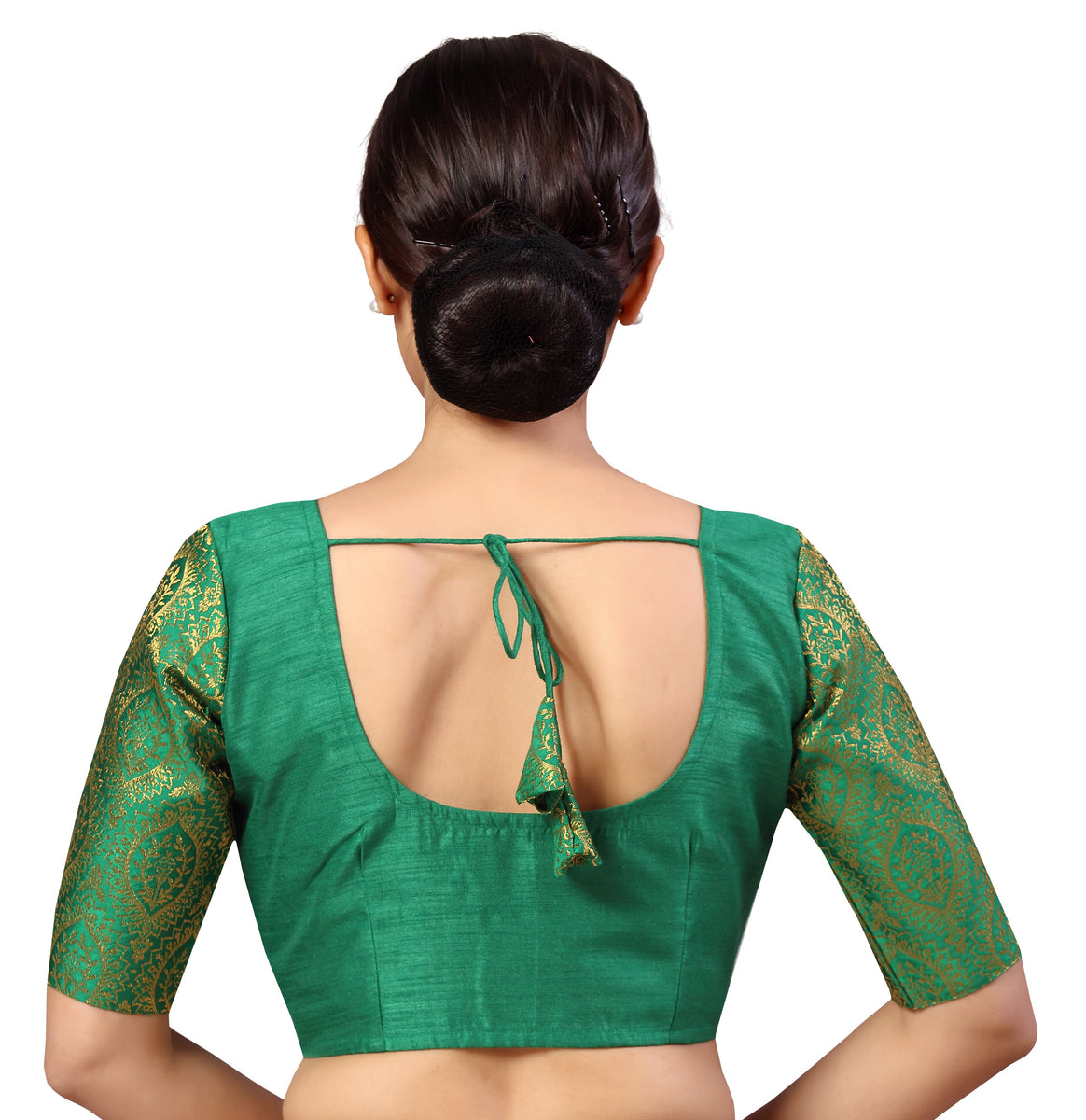 Women's Elbow Length Sleeve Brocade Saree Blouse