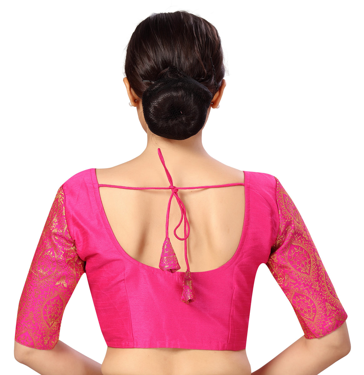 Women's Elbow Length Sleeve Brocade Saree Blouse
