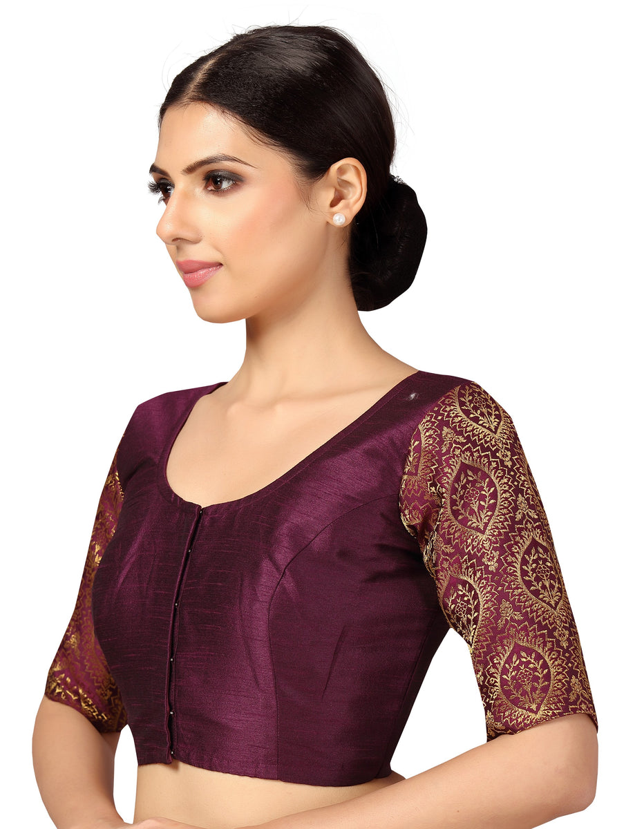 Women's Elbow Length Sleeve Brocade Saree Blouse main image 1