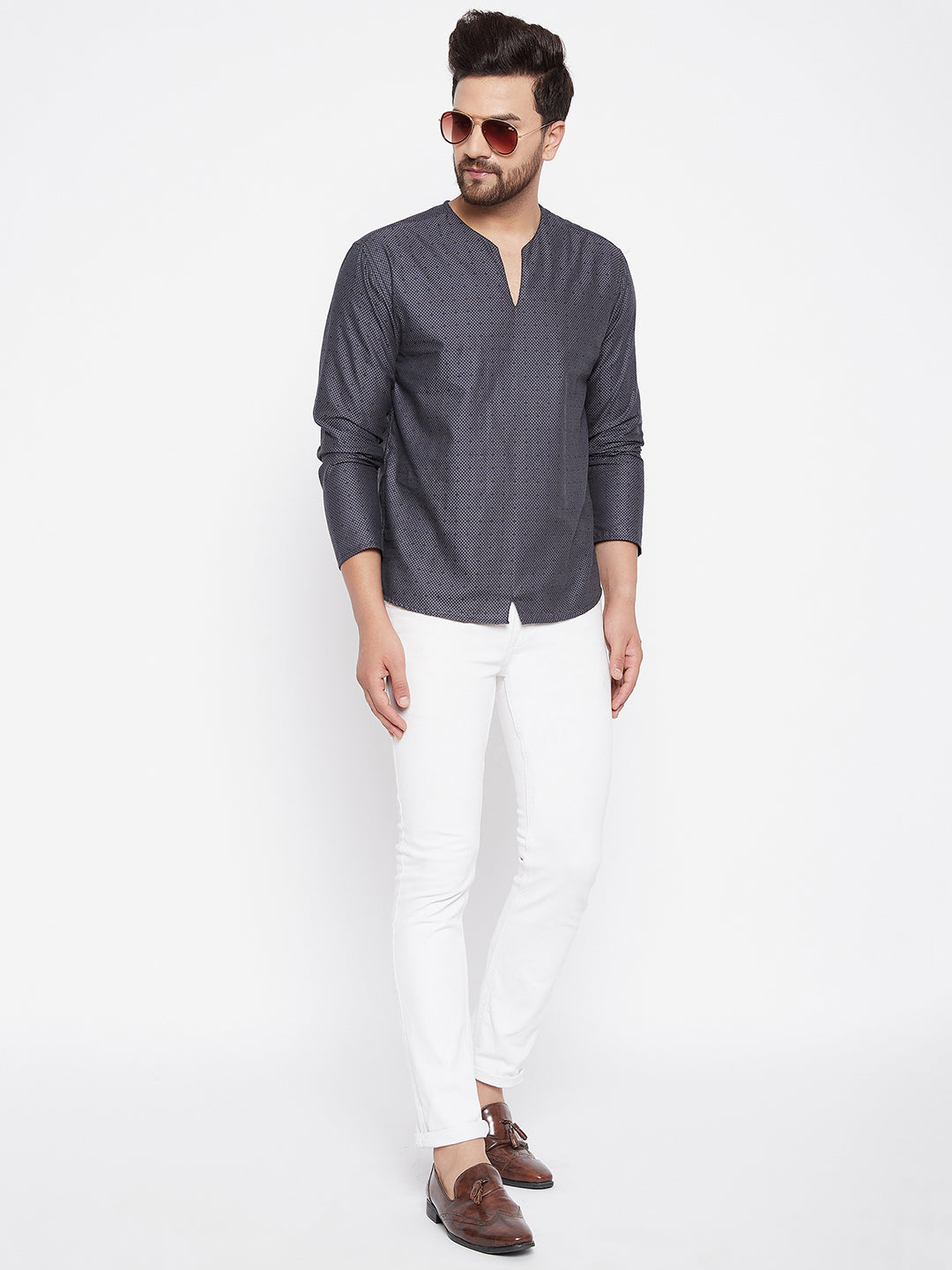 Men's Woven Design Straight Kurta