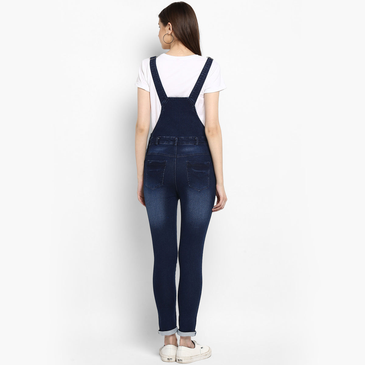 Women's Stretchable Denim Washed effect Capri Style Dungarees(inner not  provided) - StyleStone