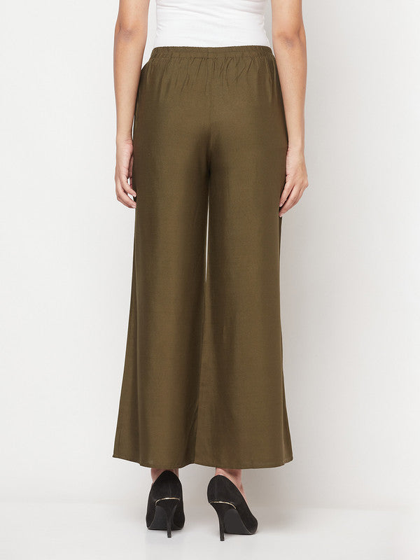 Women's Rayon Flared slip-on Palazzo,Dark Gre