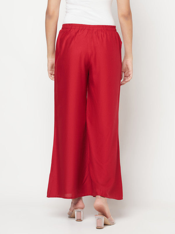 Women's Rayon Flared slip-on Palazzo,Maro