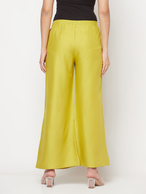 Women's Rayon Flared slip-on Palazzo,Parrot Gre