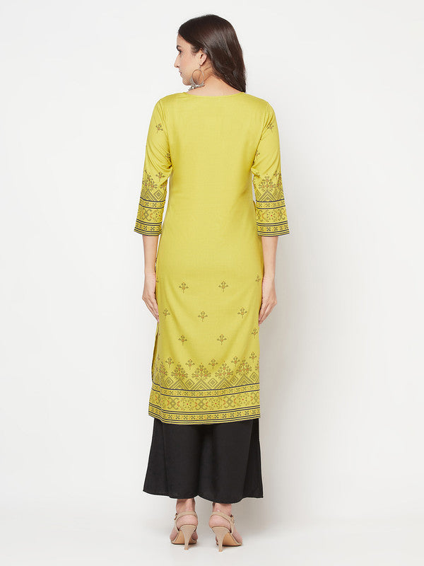 Women's Rayon Digital Screen print straight kurta,Parrot Gre