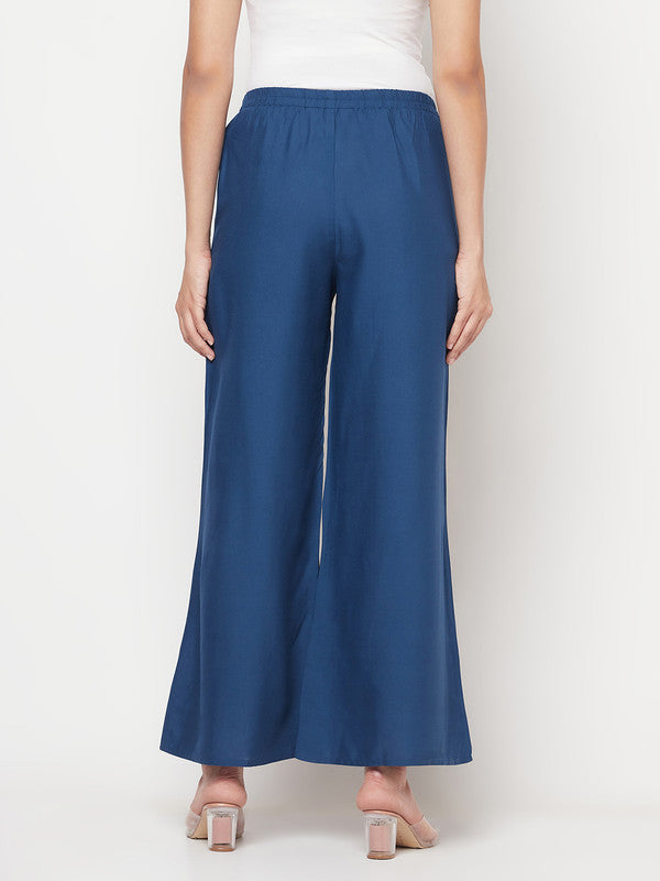 Women's Rayon Flared slip-on Palazzo,Bl