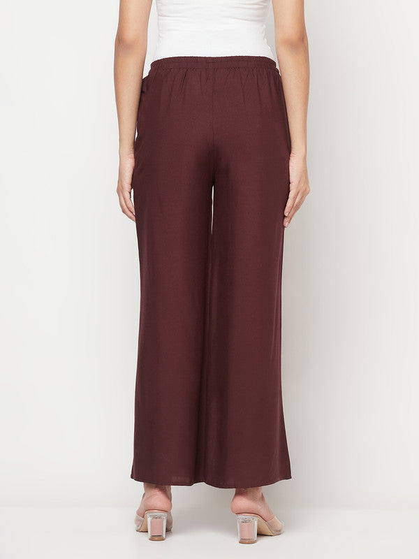 Women's Rayon Flared slip-on Palazzo,Coff