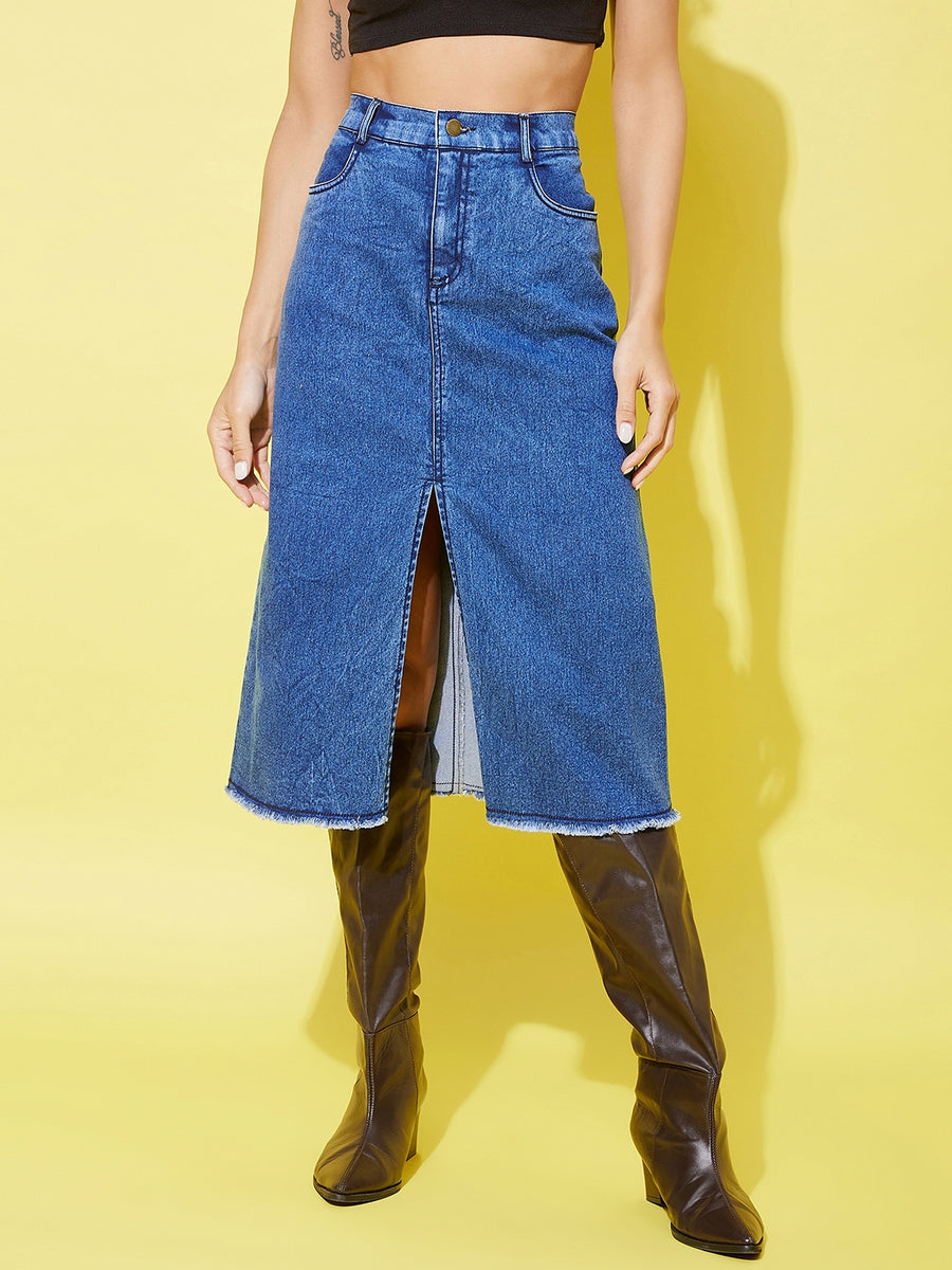 スカート デニム center slit denim midi skirt レディース ワンウォッシュ s