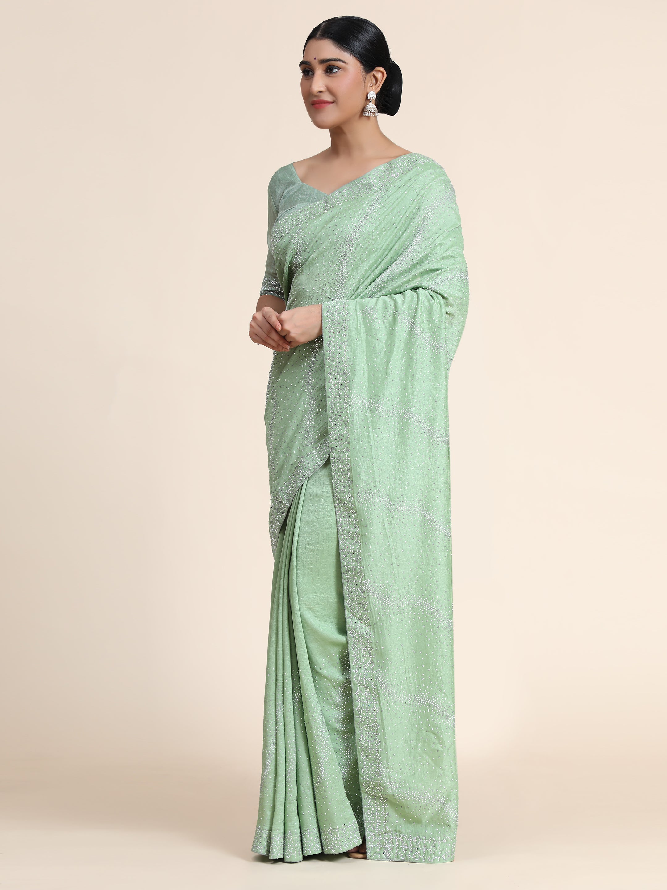 Women's Vichitra Saree With Blouse Piece (PISTA)