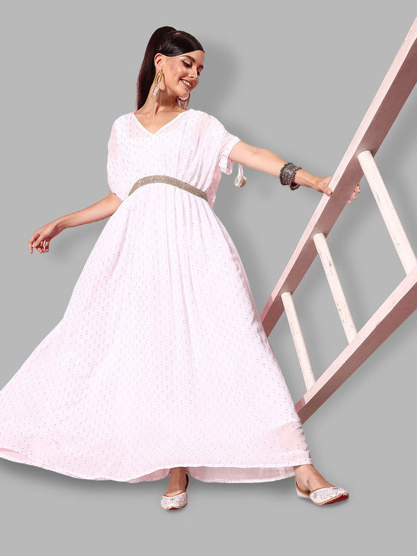 maxi ethnic dresses for women women cream silk blend floral embroidered maxi ethnic dress with longline shrug - AHIKA