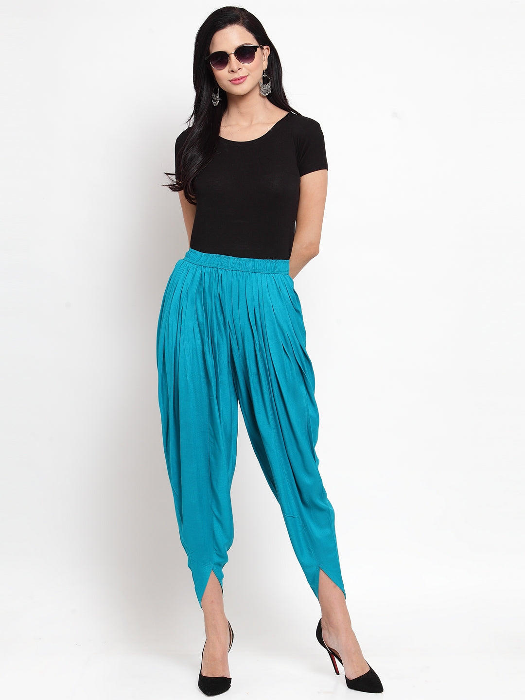 Women's Turquoise Blue Rayon Dhoti Salwar