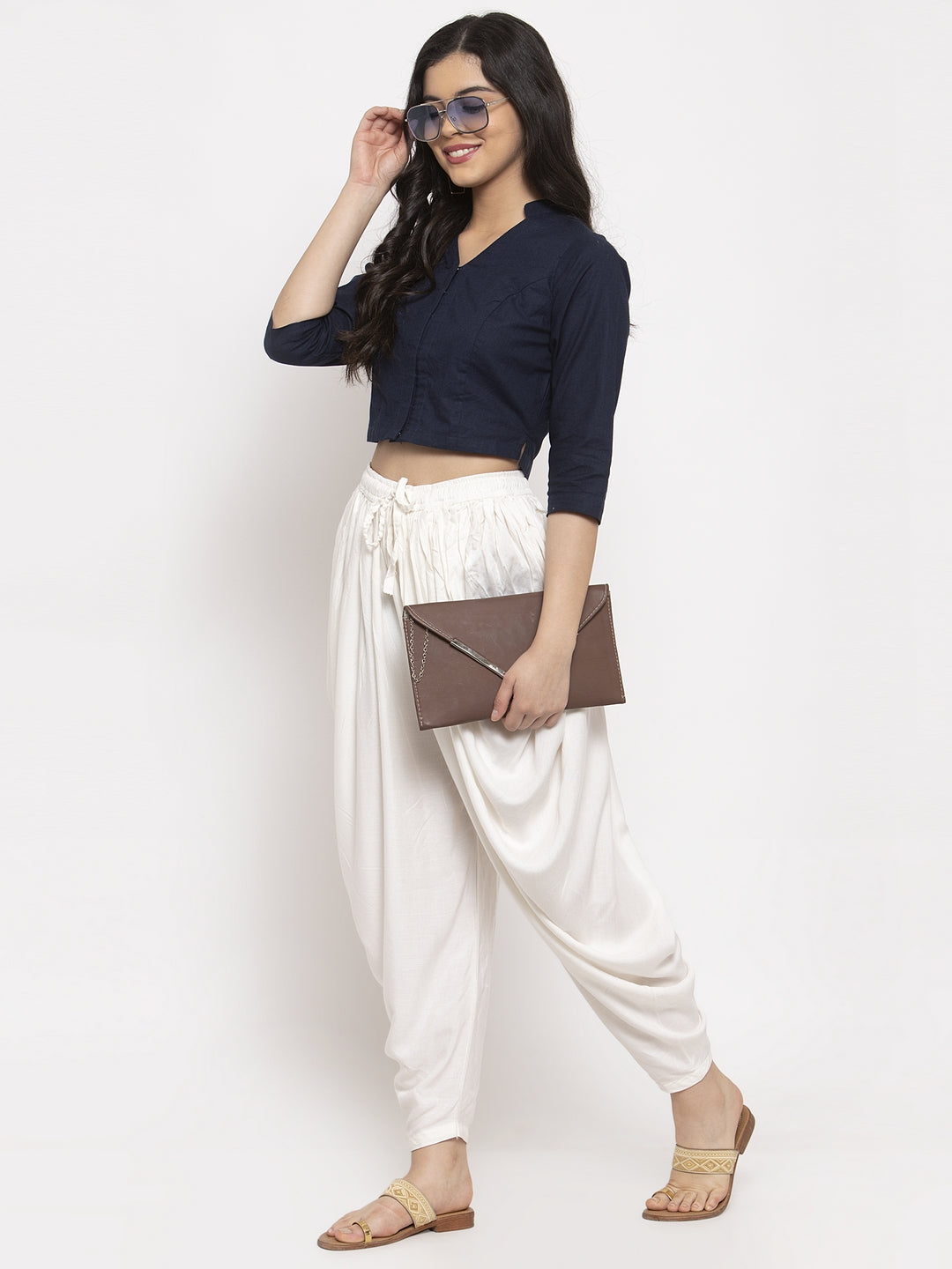 Women's Off-White Rayon Dhoti Salwar
