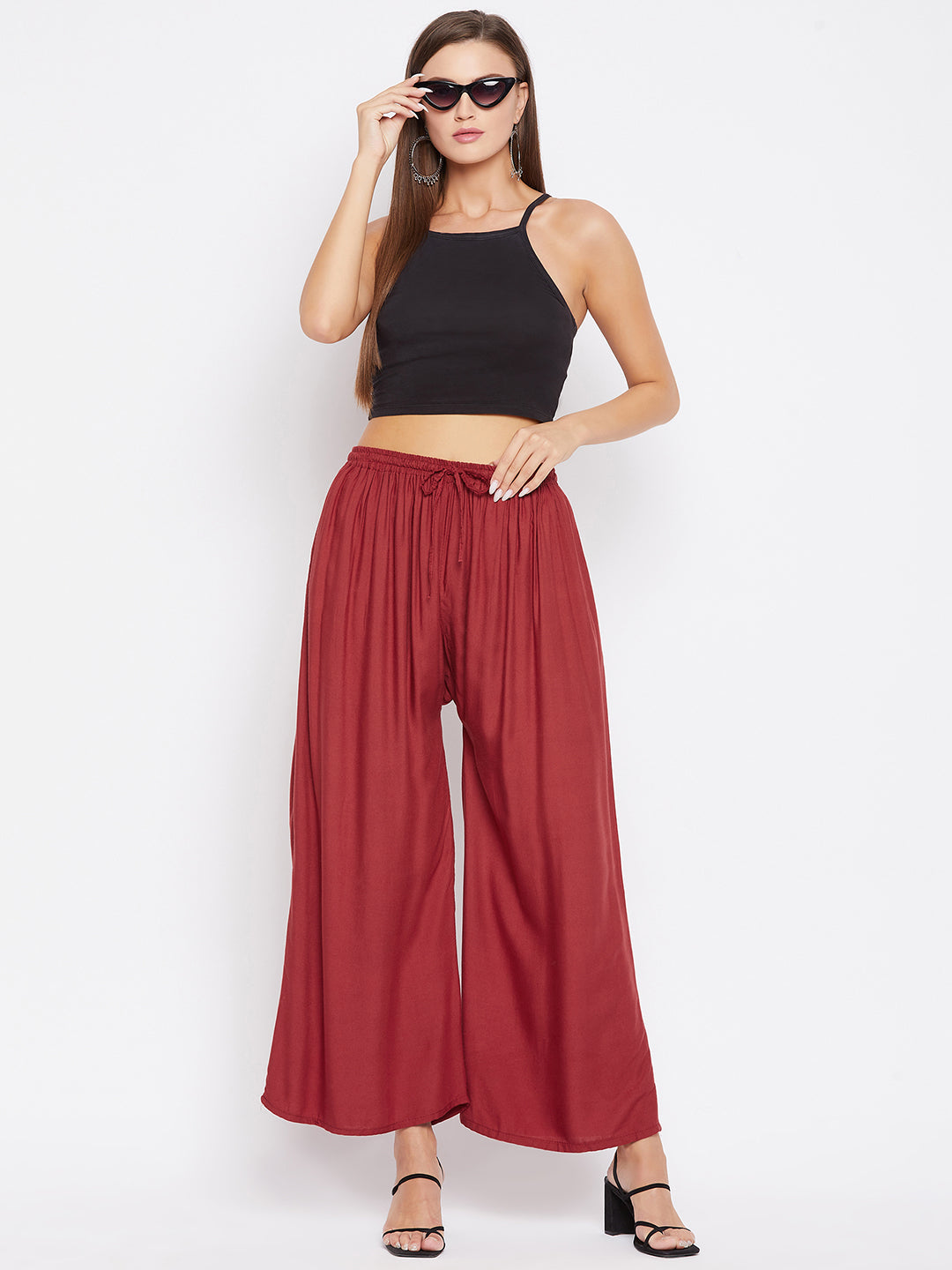 Women's Rust Solid Rayon Sharara