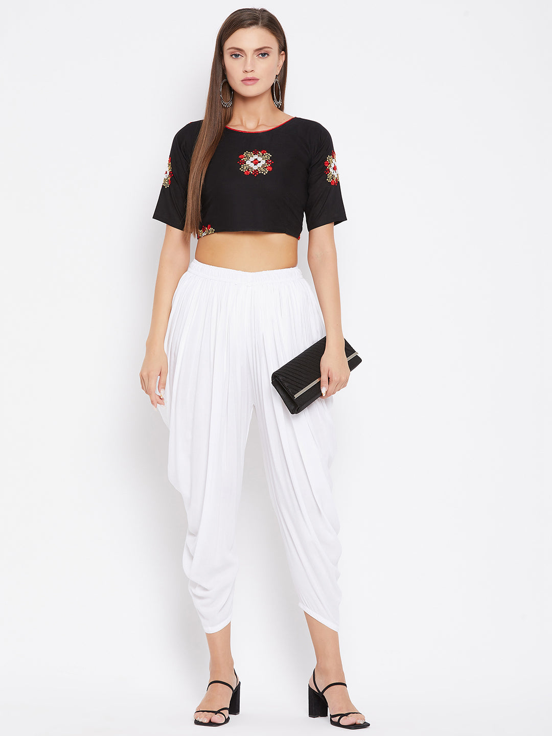 Women's White Rayon Dhoti Salwar