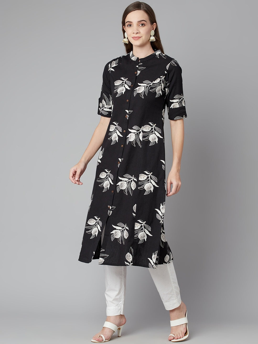 Women's Black Cotton Flex A-Line Kurt