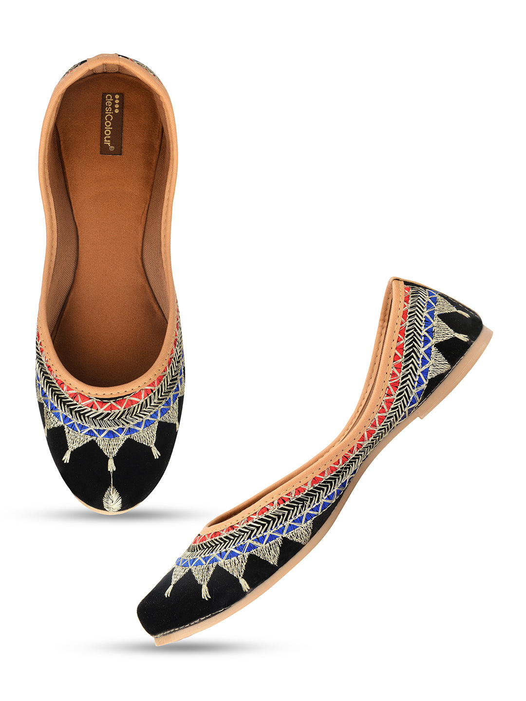 Women's Black Crown Indian Ethnic Comfort Footwear