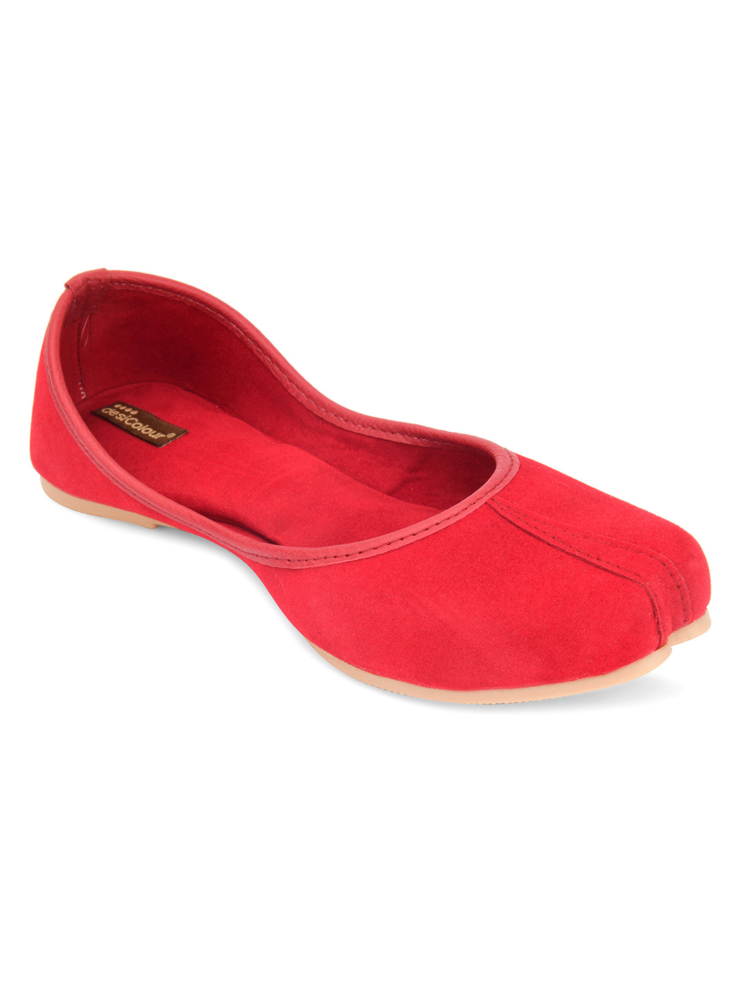 Women's Red Suede Indian Ethnic Comfort Footwear