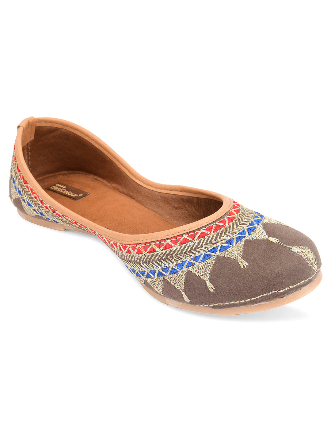 Women's Grey Crown Indian Ethnic Comfort Footwear