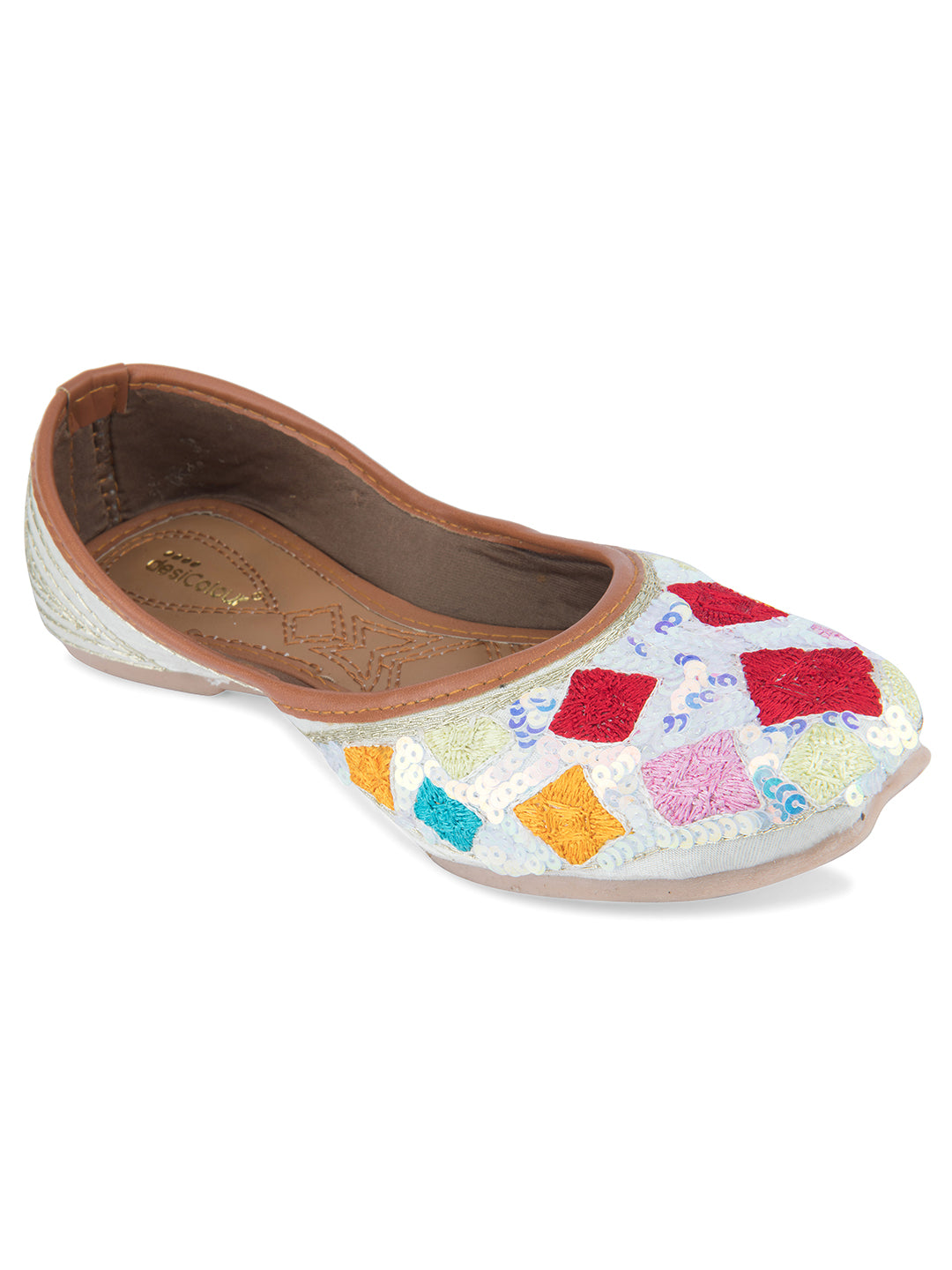 Women's Multi Designer Dabka Indian Ethnic Comfort Footwear4