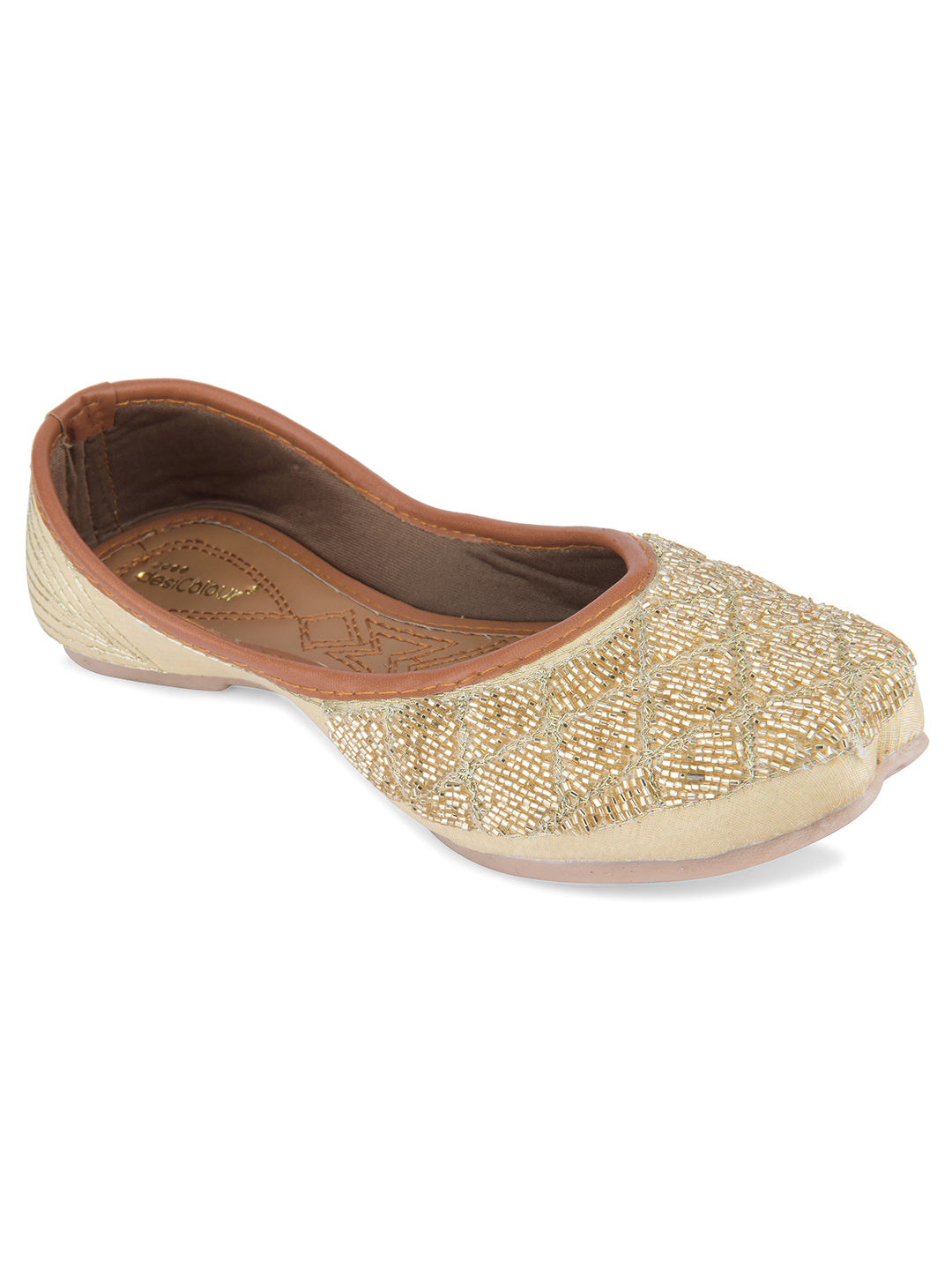 Women's Gold Designer Dabka Indian Ethnic Comfort Footwear1
