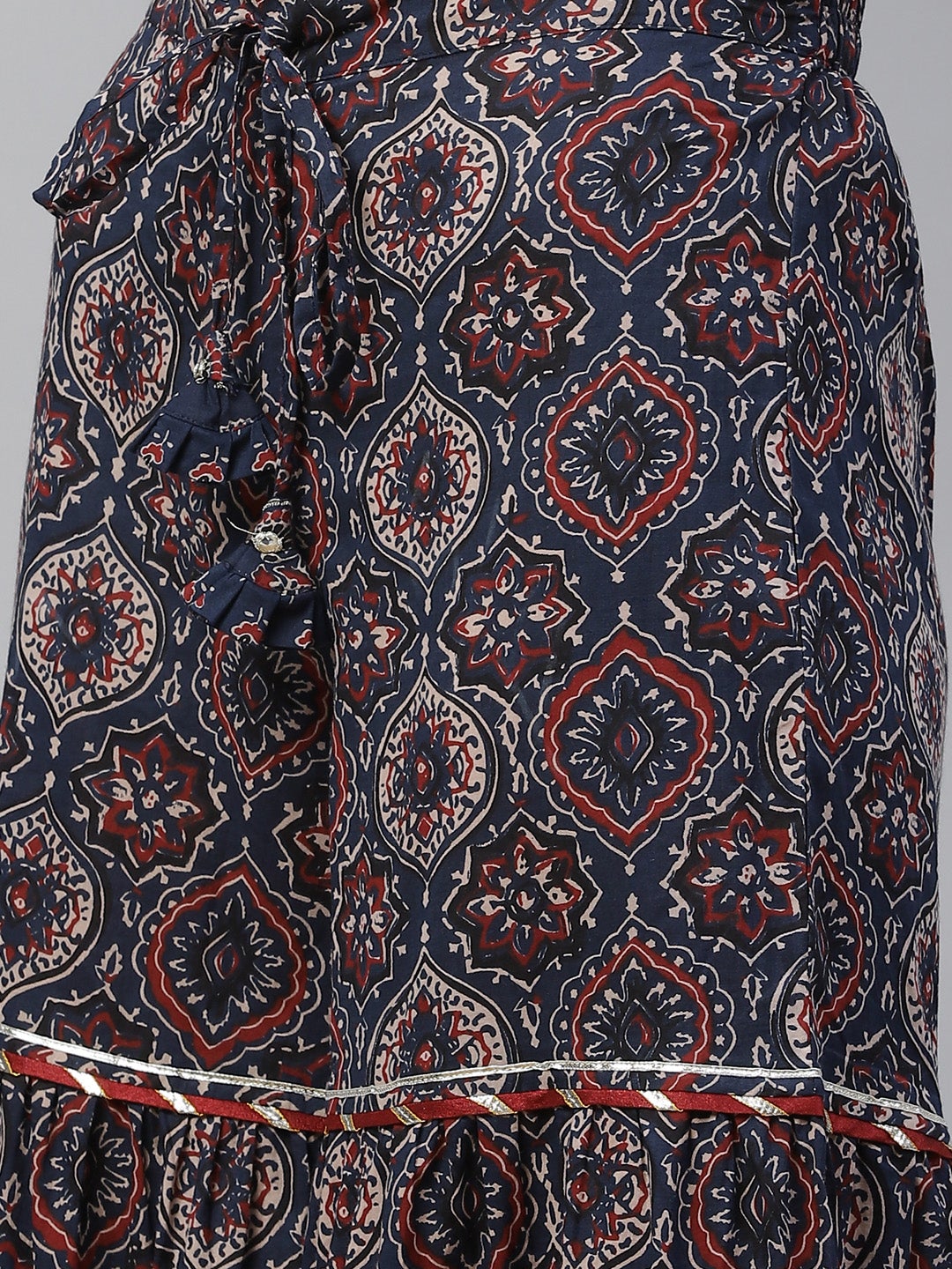 Women's Indigo Cotton Short Kurti Sharara Set With Dupatta