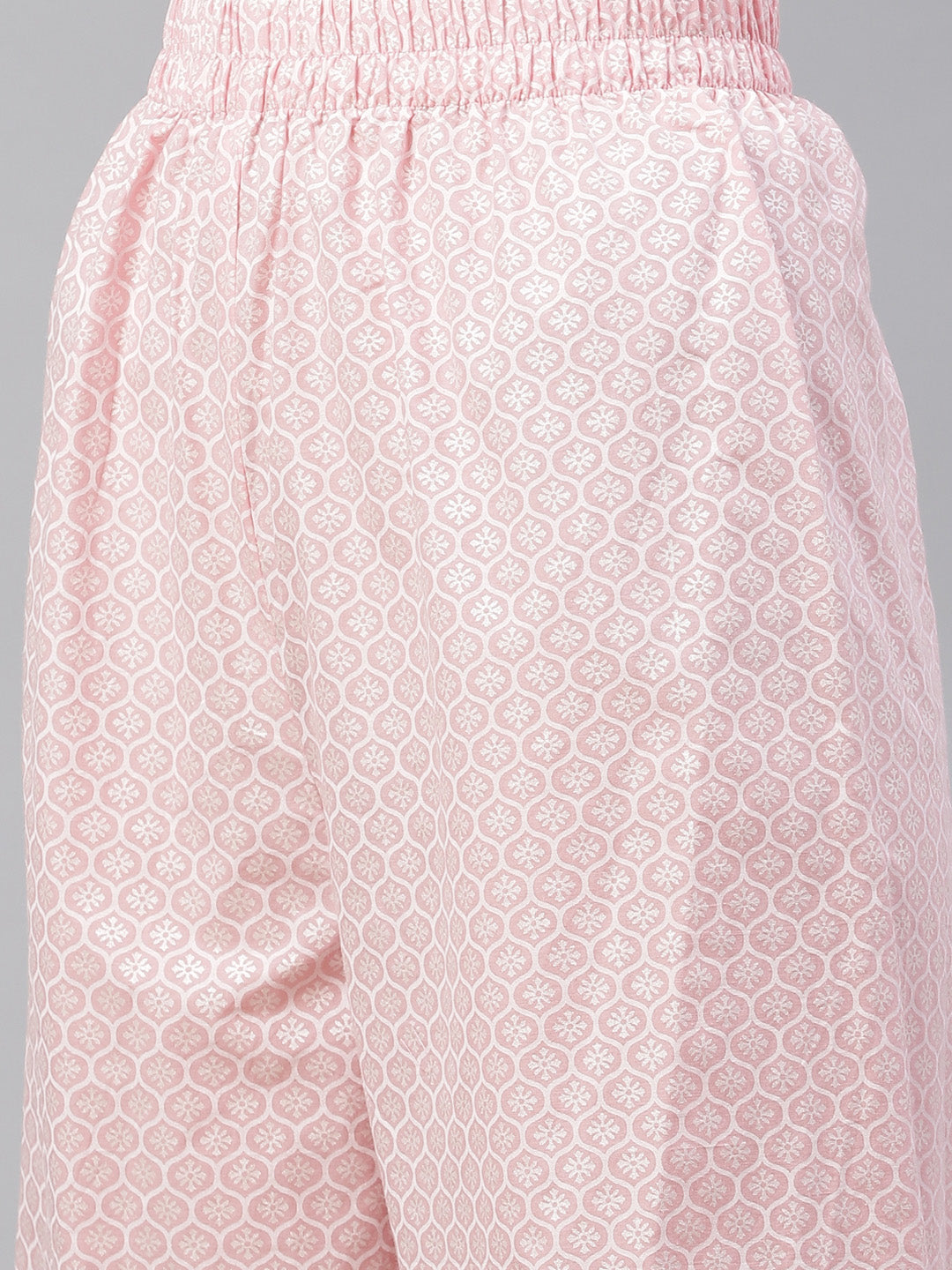 Women's Baby Pink Cotton Kurta Palazzo Se