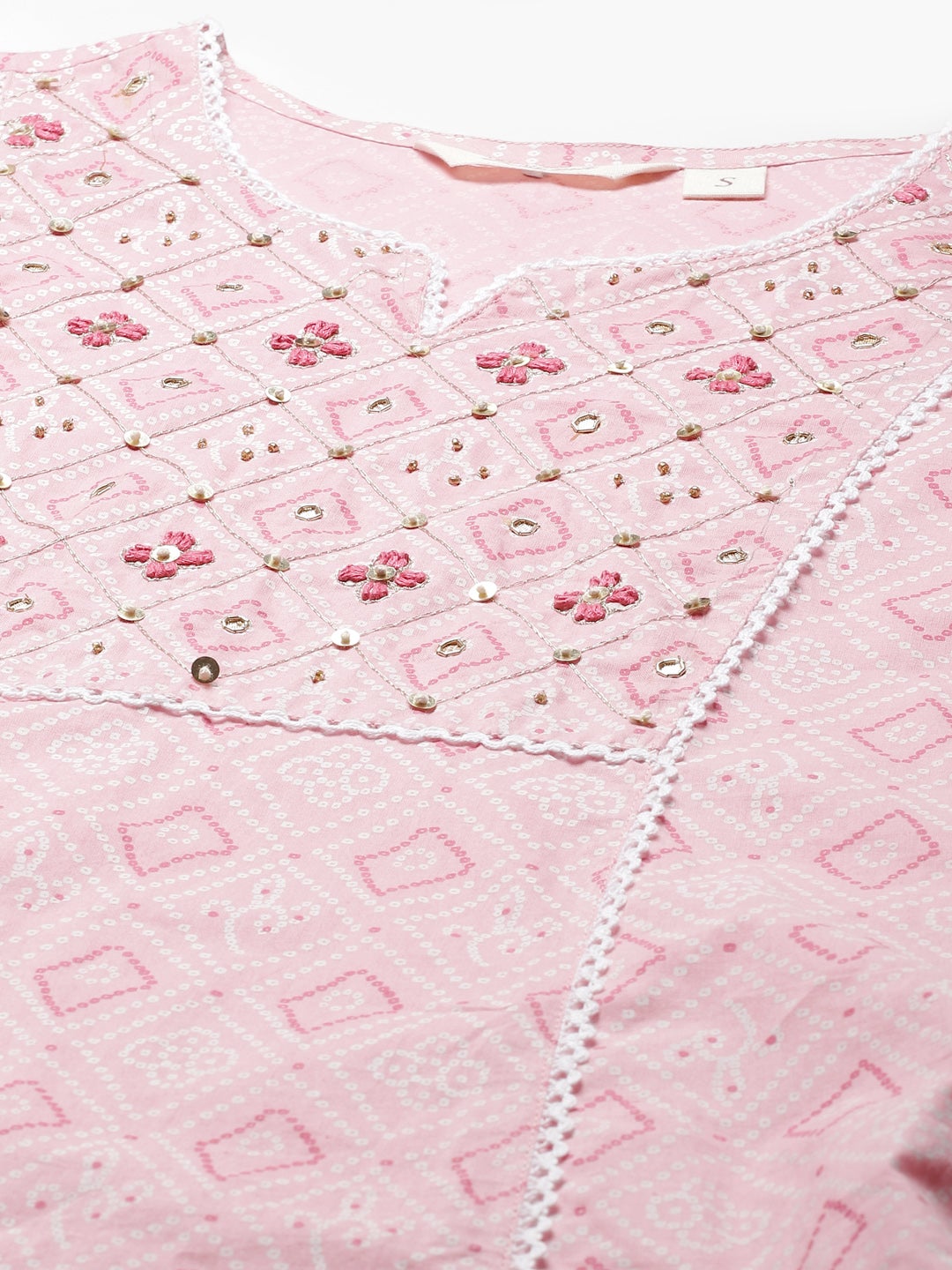 Women's Pink Cotton A-Line Kurta Pant Set With Dupatt