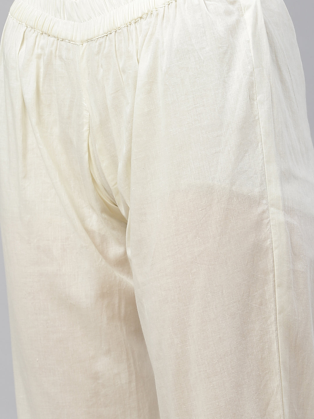 Women's Off White Cotton Anarkali Kurta Pant Se