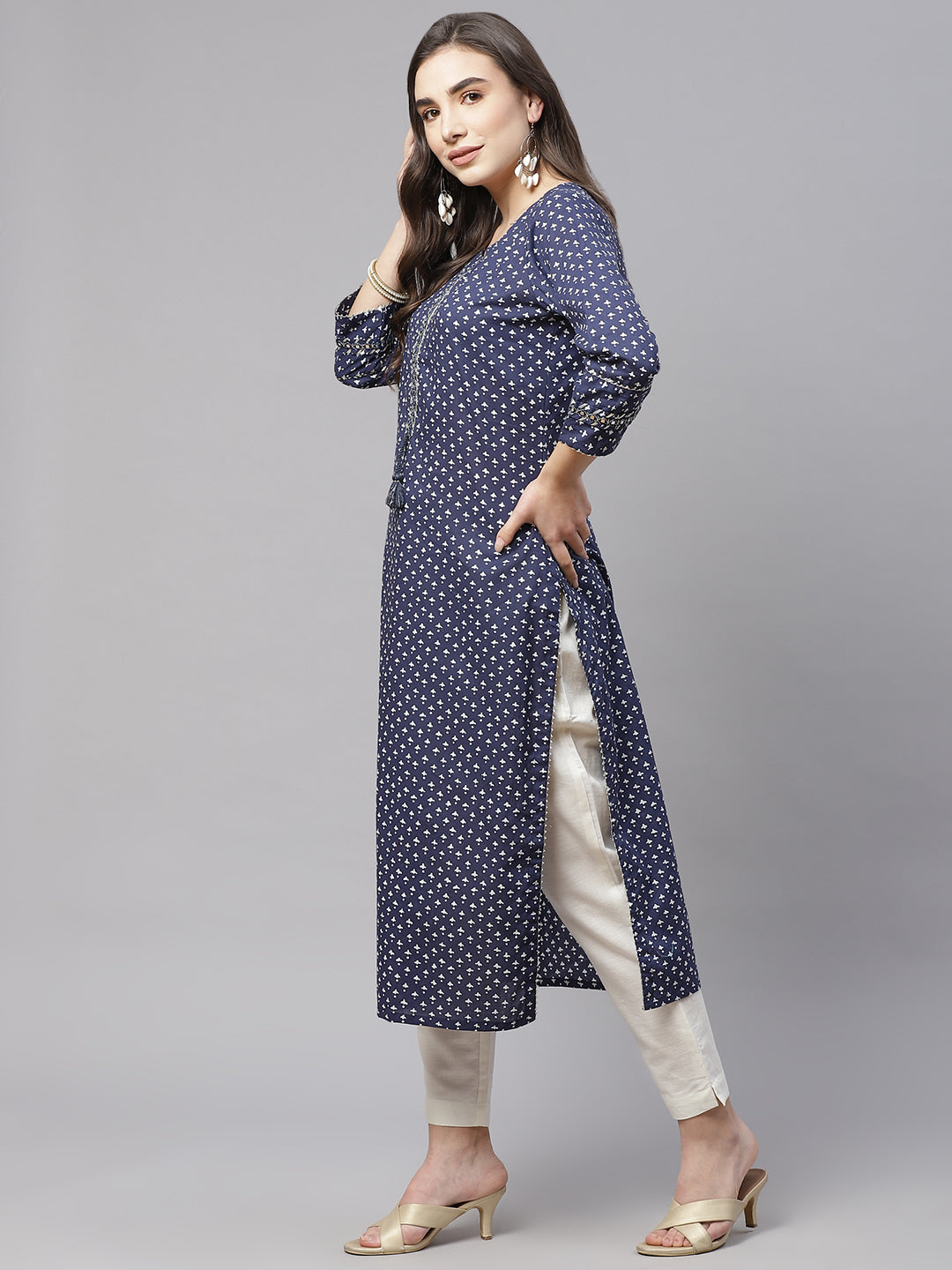 Women's Indigo Cotton Straight Kurti