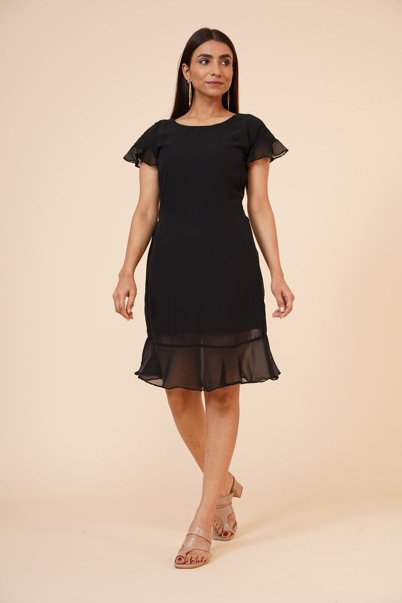Women's Black Midi Casual Dress – Trendia