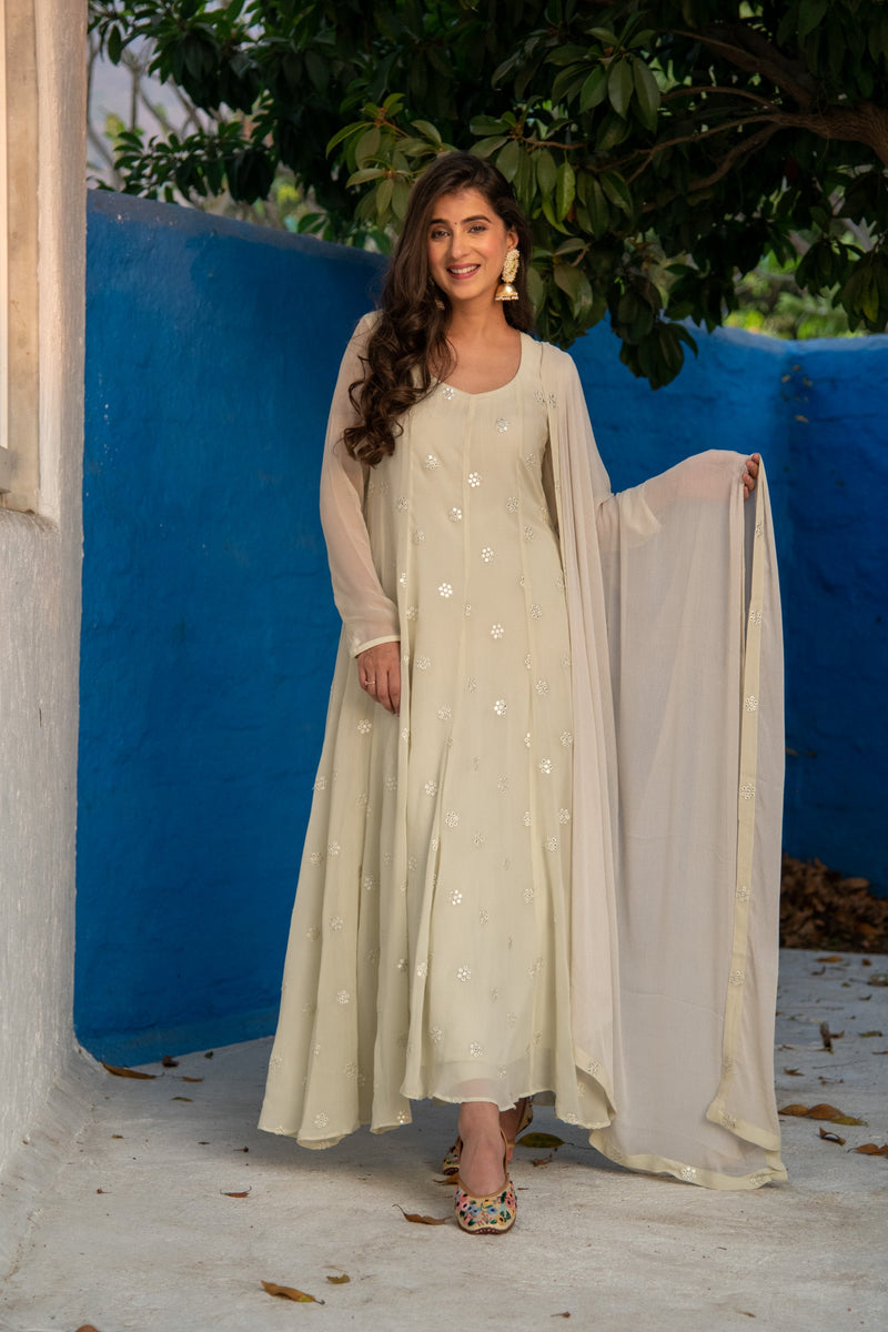 Ivory Anarkali Set