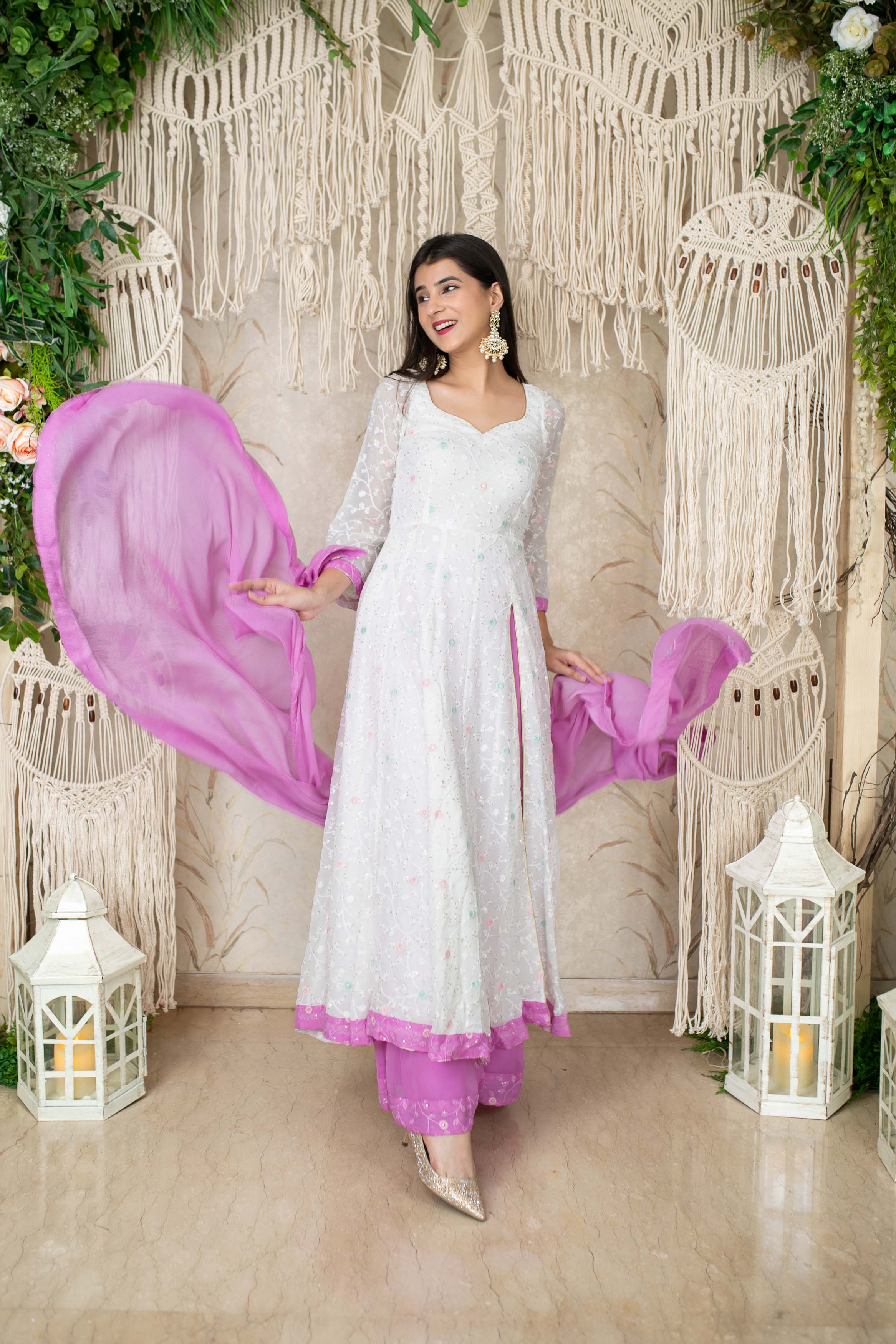 Women's White And Lavender (3pcs set) - Anarka