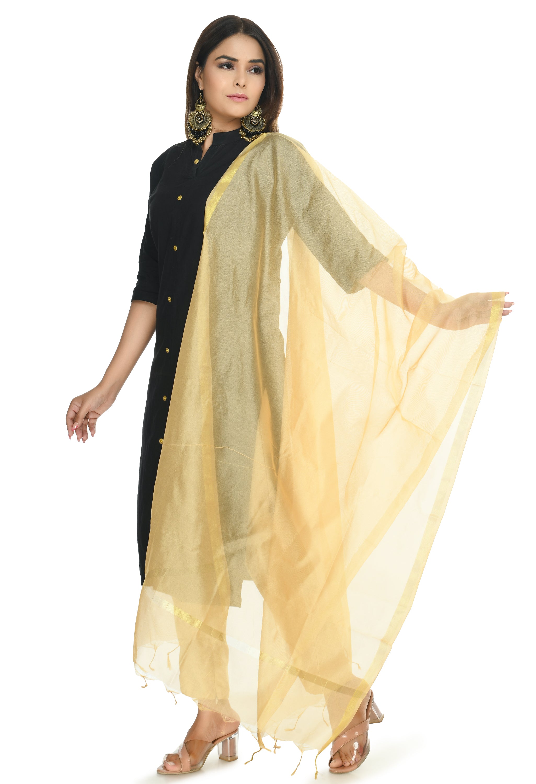 Women's Gold Color Banarsi Piping