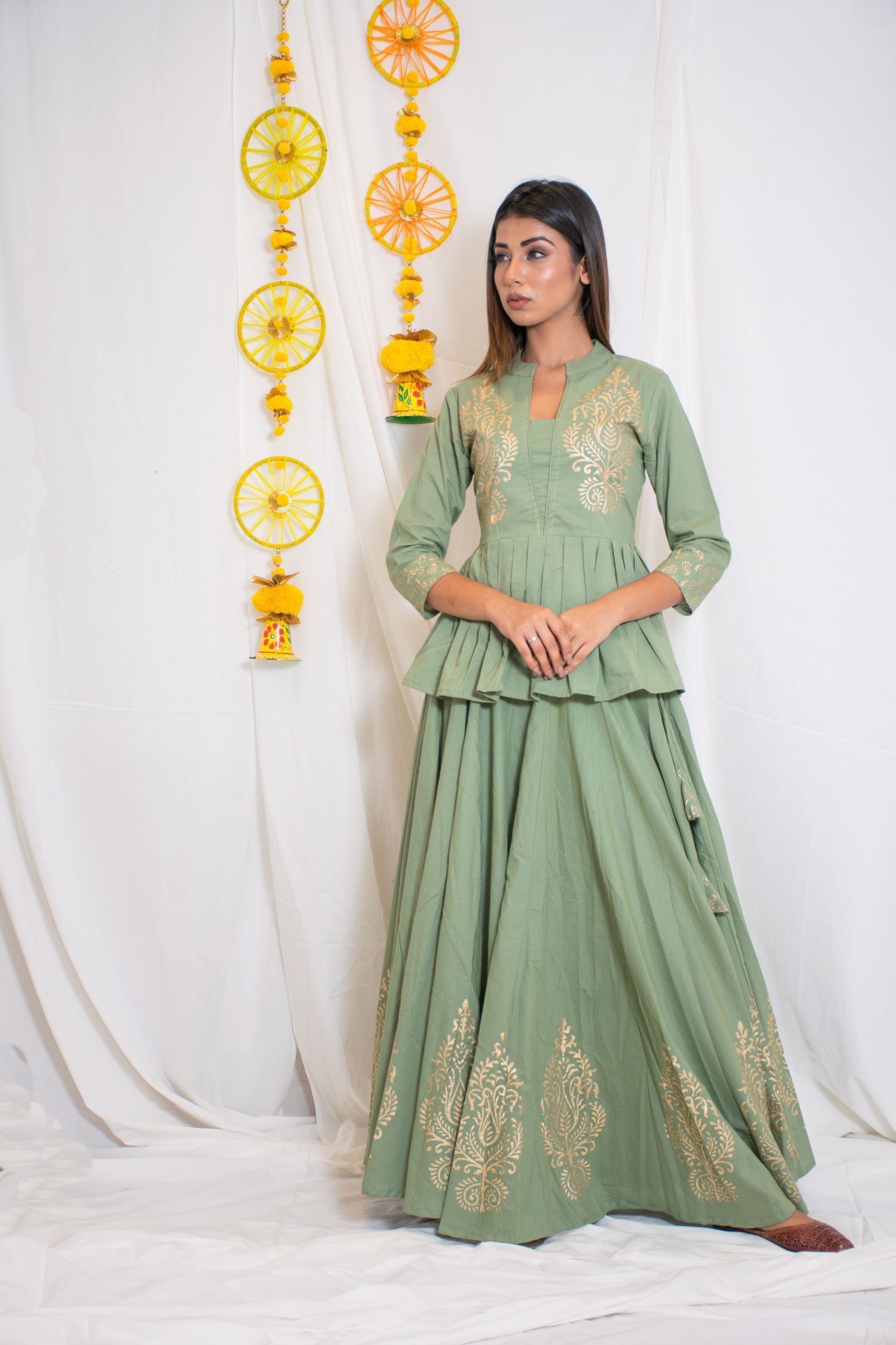 Women's Green Lehenga Set (2Pc Set)