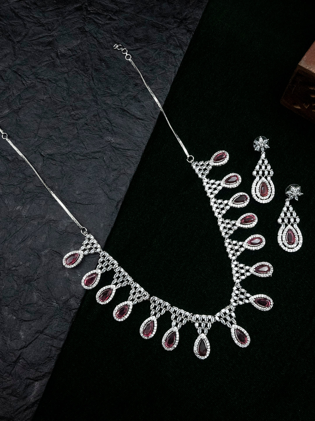 Women's Fashionable Cubic Zirconia Multi Tear Drop Necklace Set for Parties